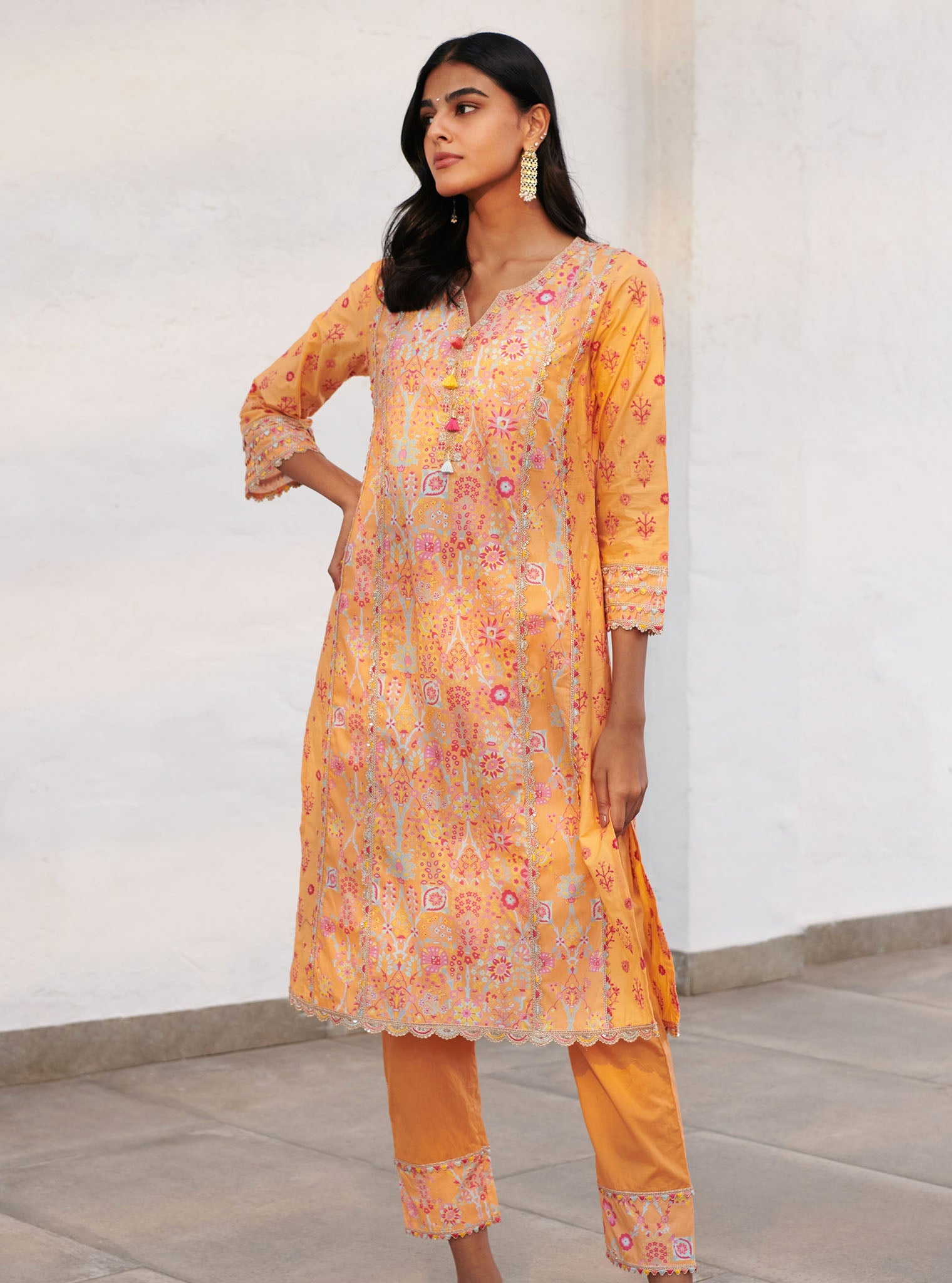 Avery Supima Cotton Orange Kurta Set