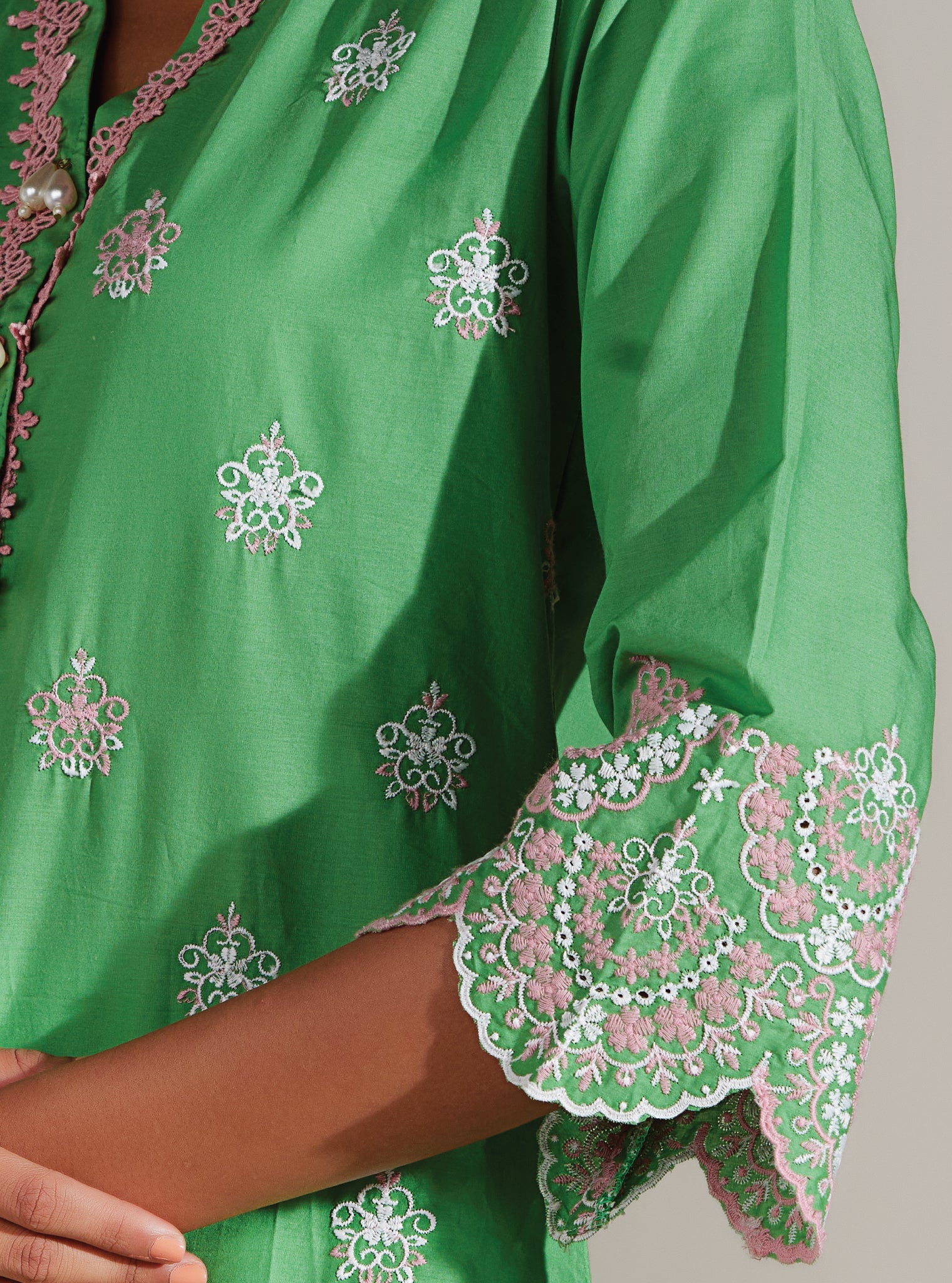 Aviana Supima Cotton Green Kurta Set