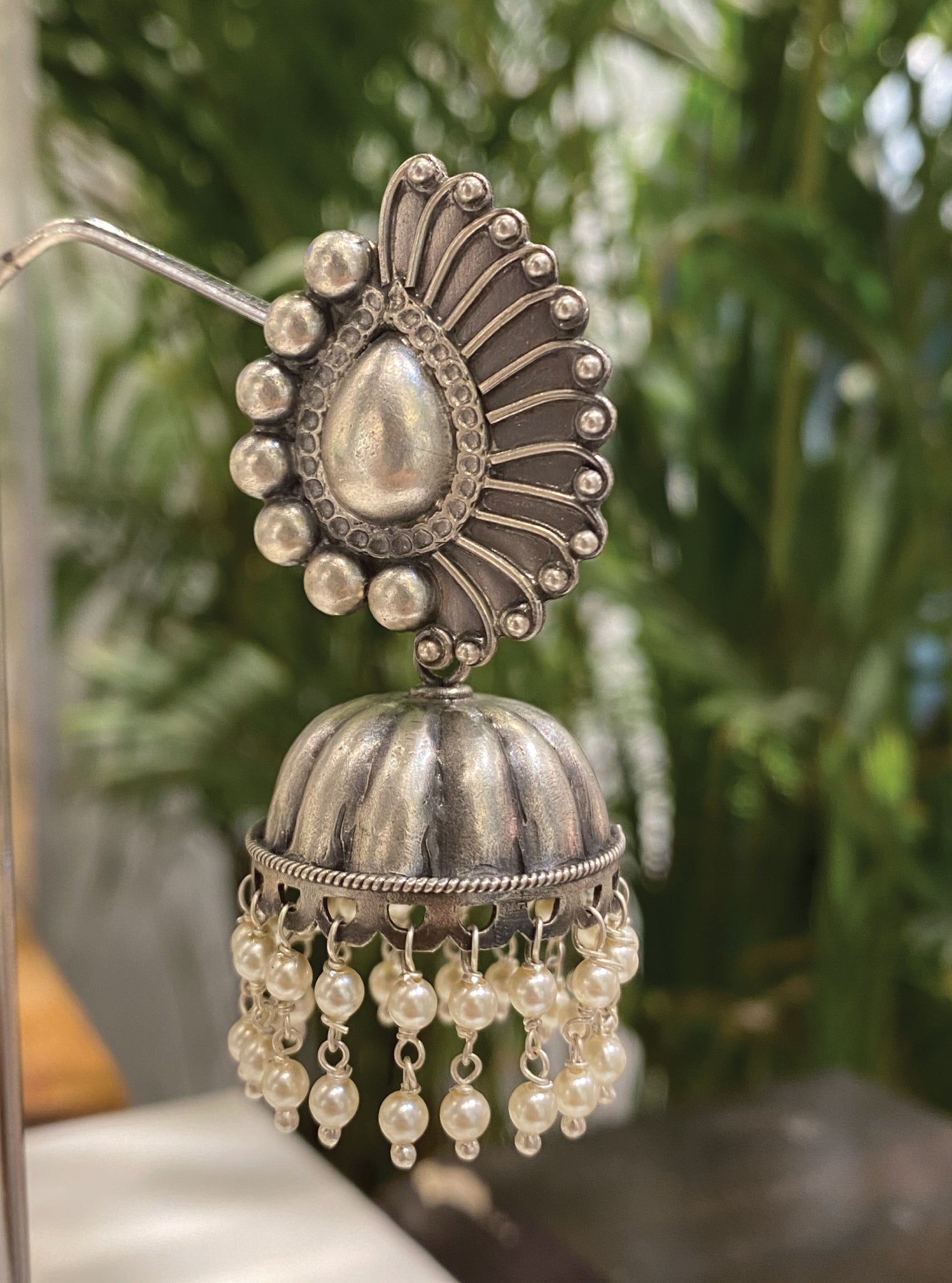 Pure Silver Basant Antique Earrings