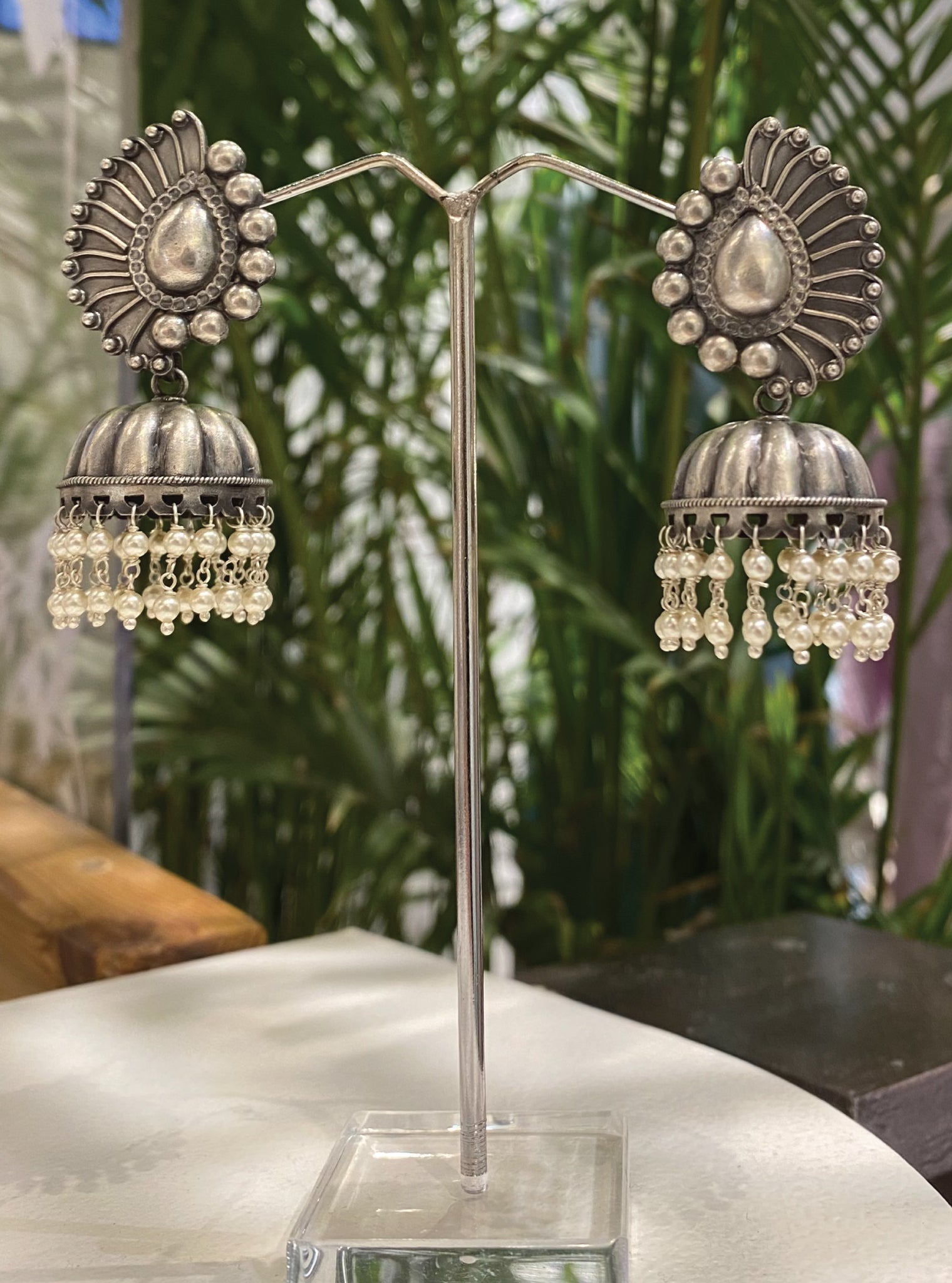 Pure Silver Basant Antique Earrings