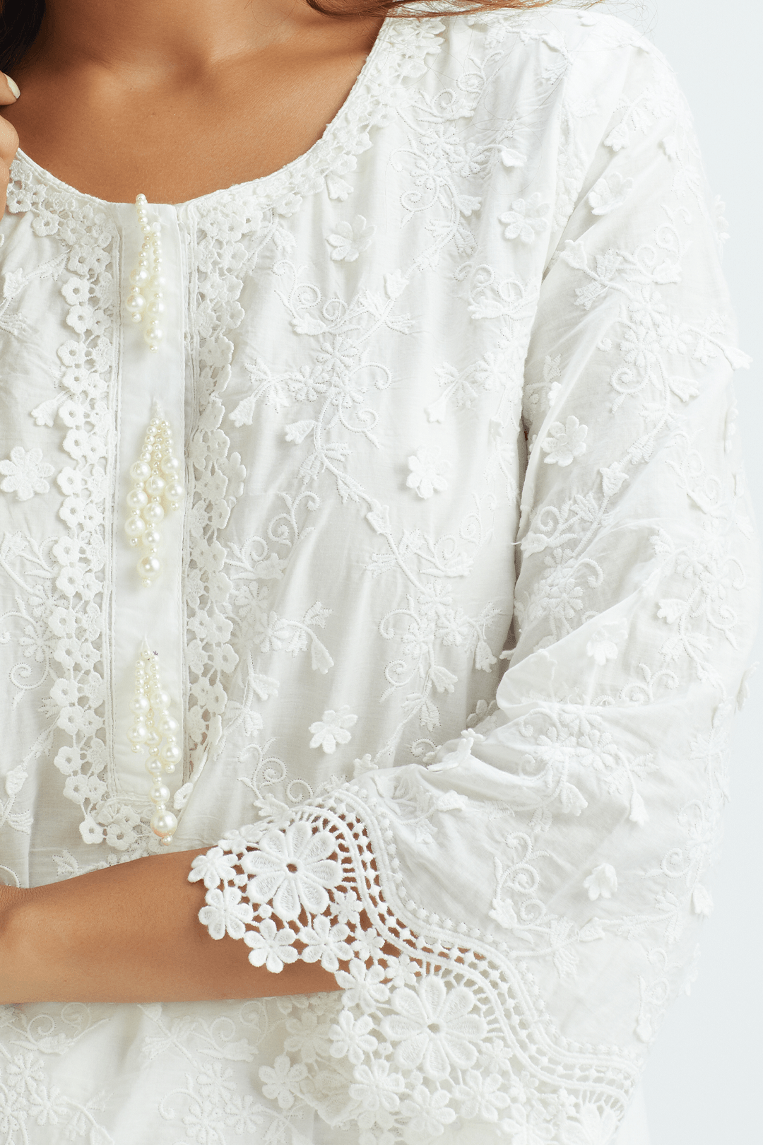 Baybreeze Supima Cotton White Kurta Set