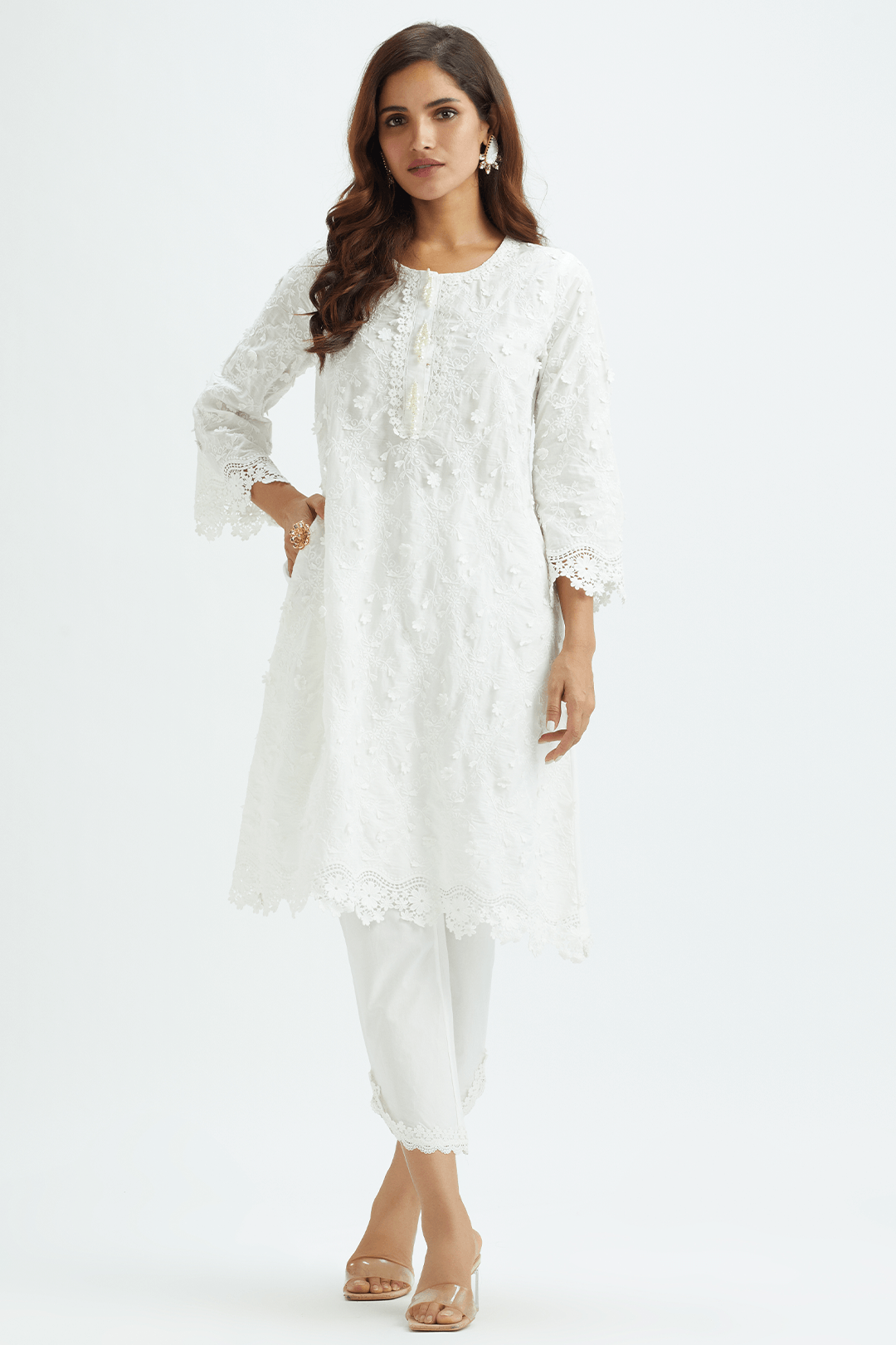 Baybreeze Supima Cotton White Kurta Set