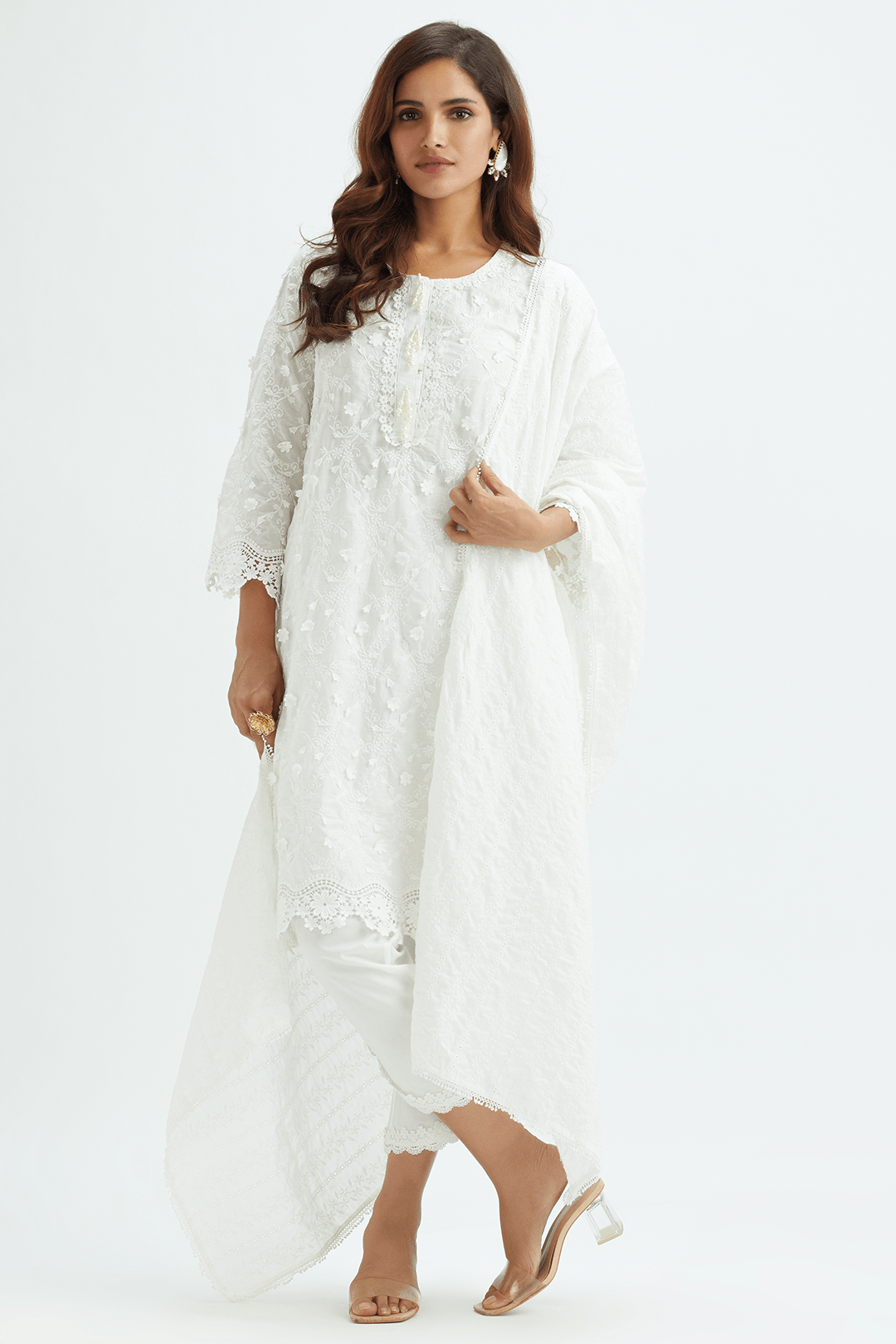 Baybreeze Supima Cotton White Kurta Set