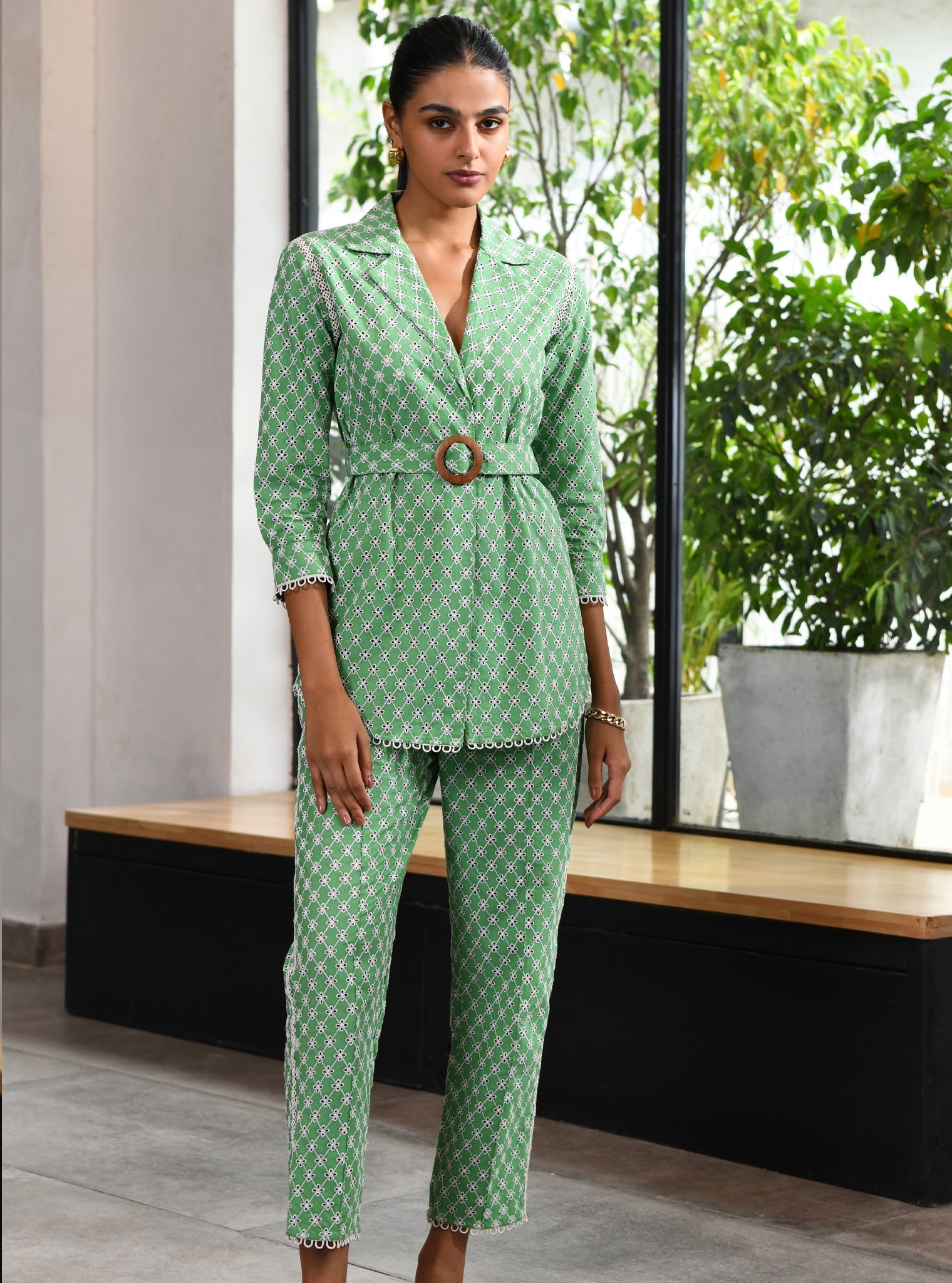 Bergenia Supima Cotton Green Co-ord Set