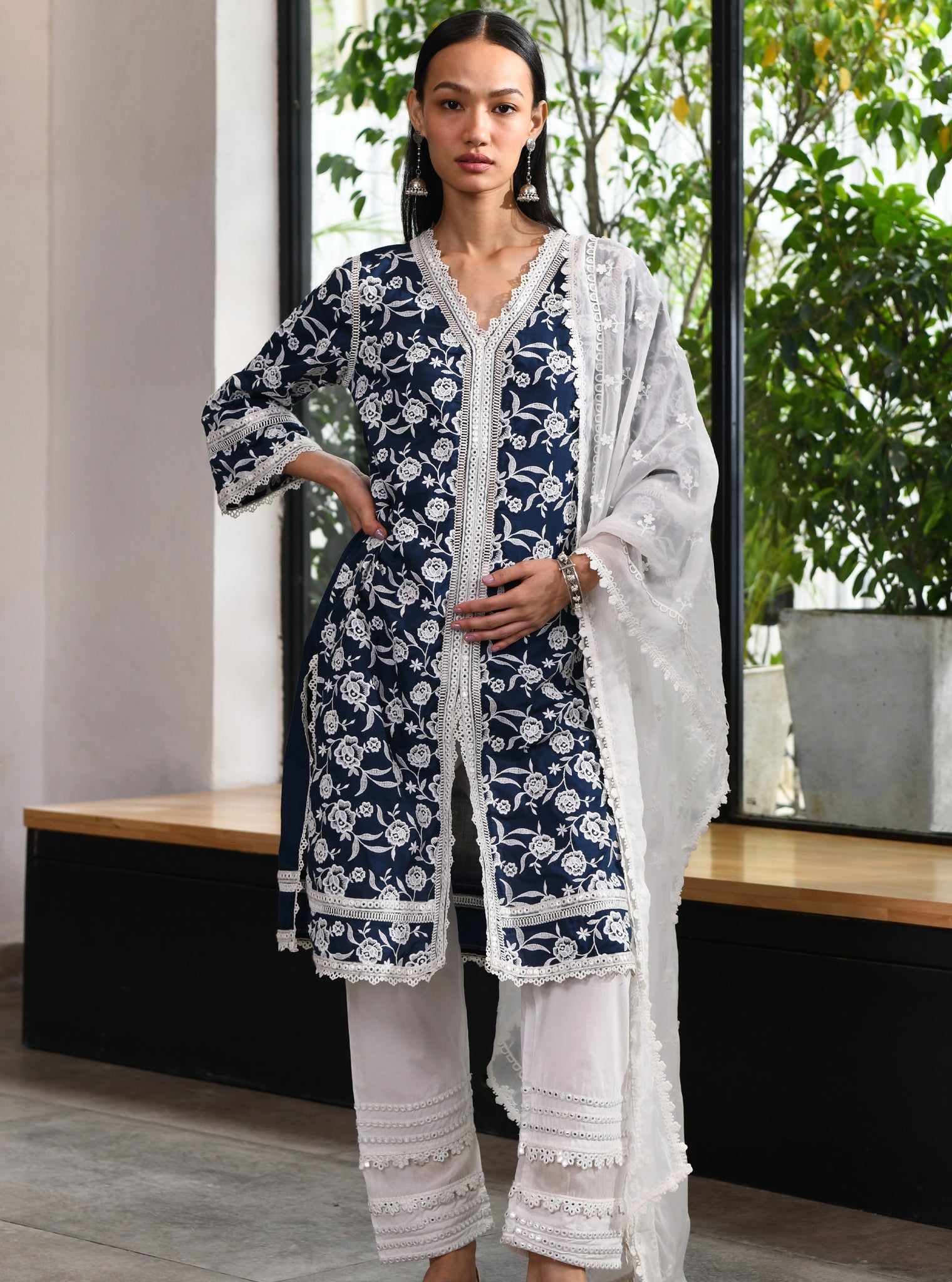 Briallen Supima Cotton Navy Kurta Set