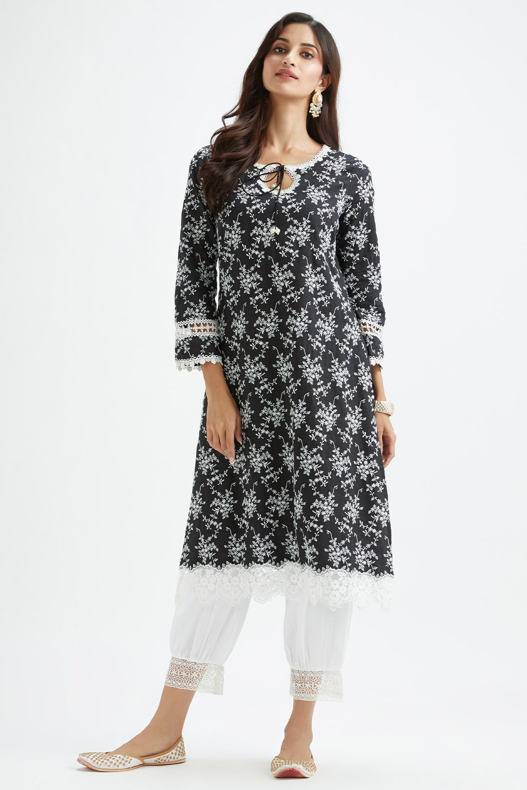 Brook Supima Satin Black Kurta Set