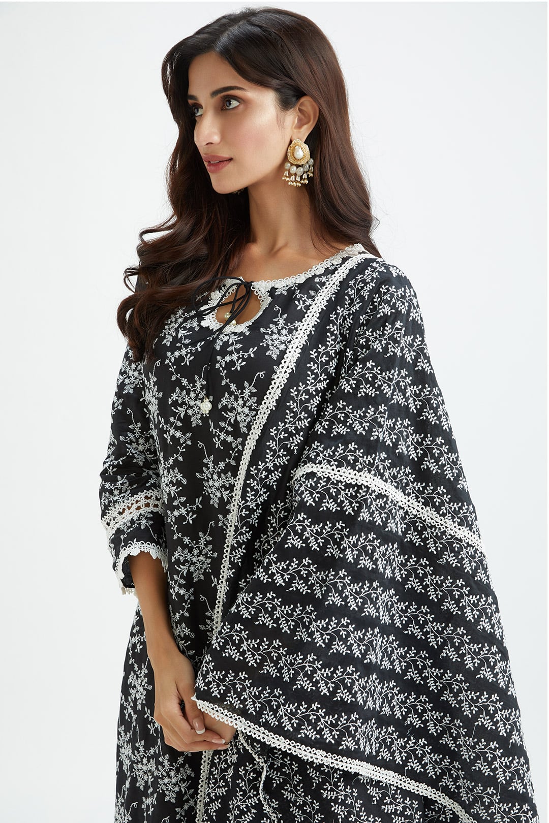 Brook Supima Satin Black Kurta Set