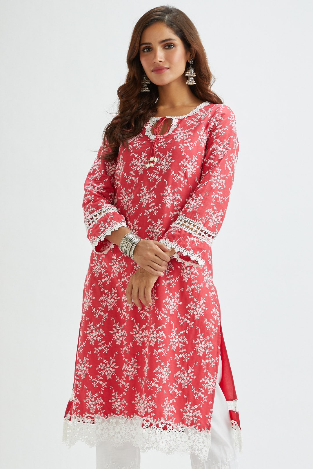 Brook Supima Satin Red Kurta Set