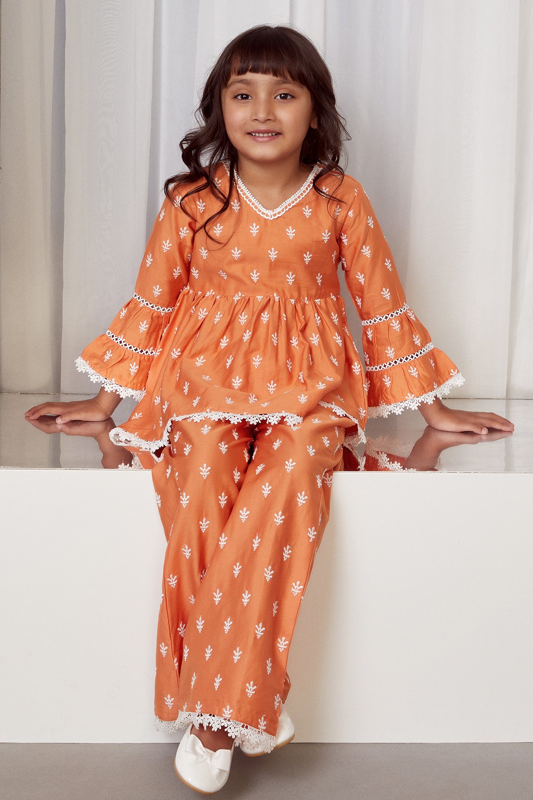 Bud Supima Cotton Orange Kurta Set