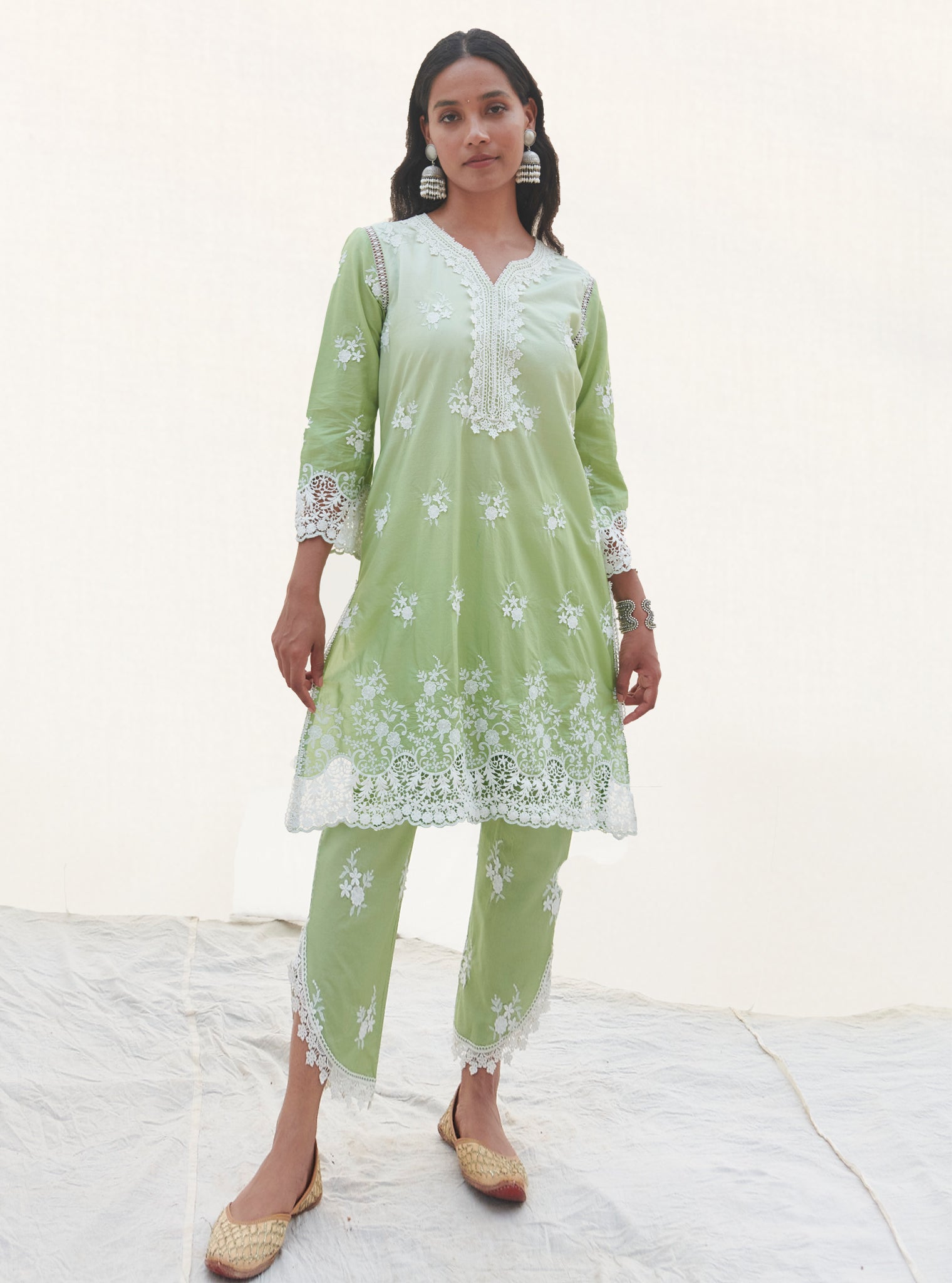 Chapoli Supima Cotton Green Kurta Set