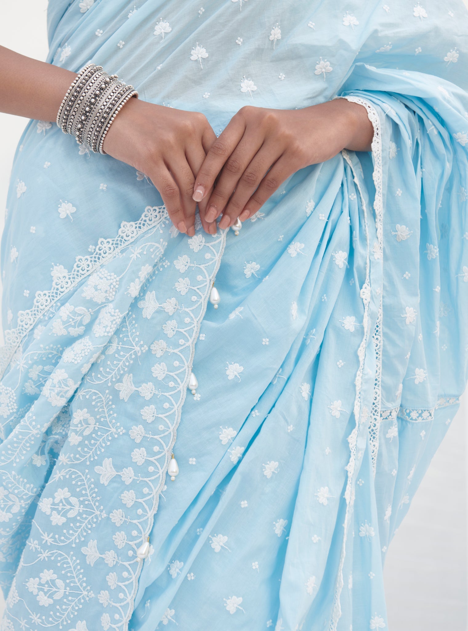 Chikli Supima Cotton Blue Saree