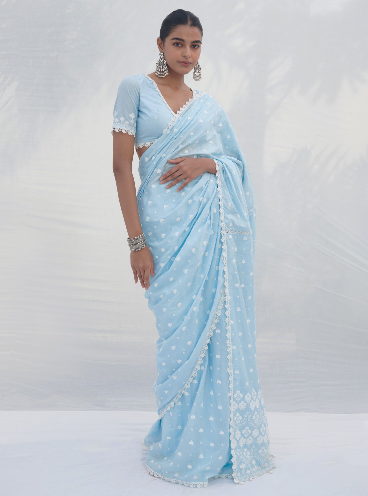 Chikli Supima Cotton Blue Saree