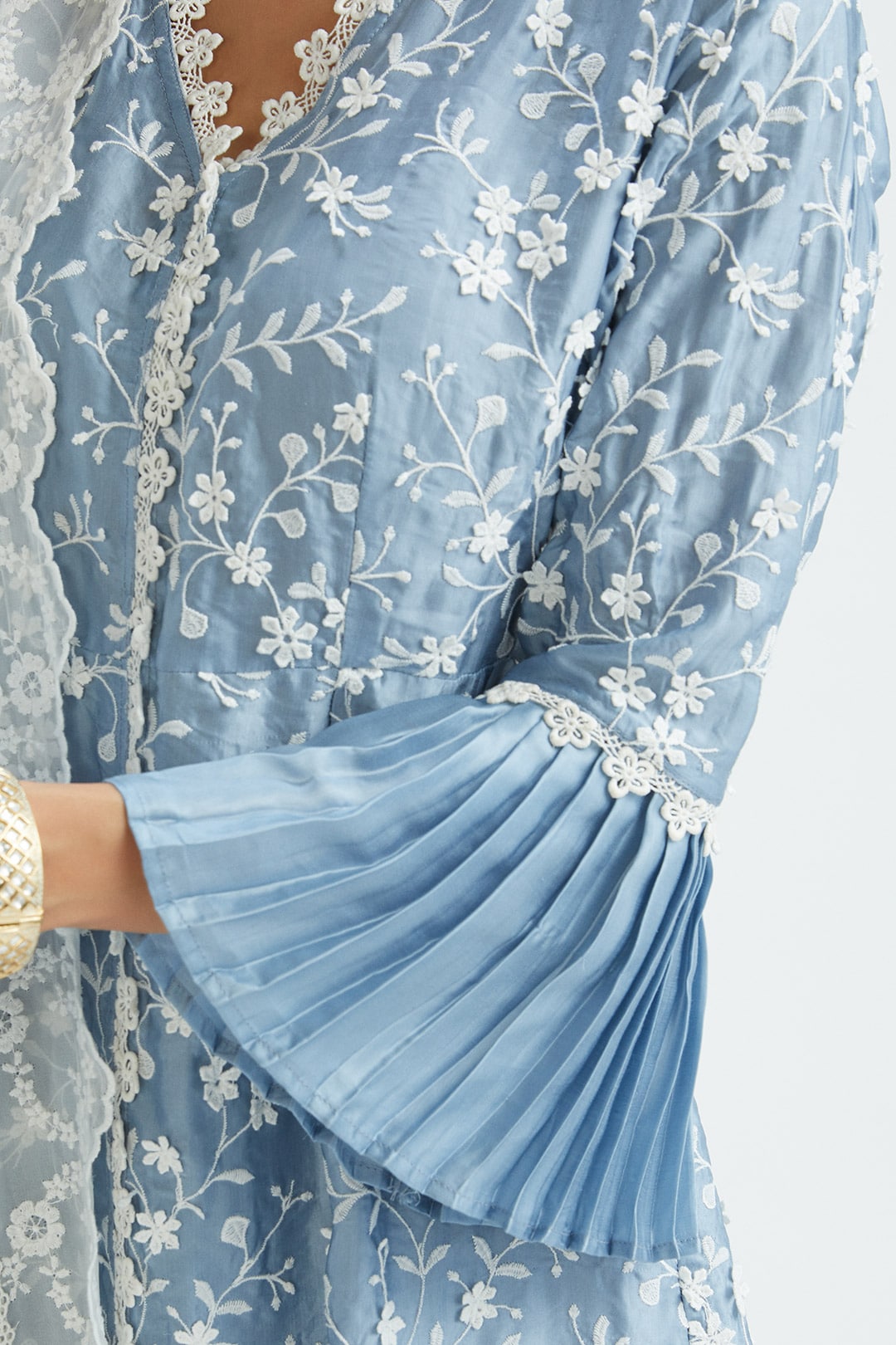 Cairo Cupro Silk Blue Garara Set