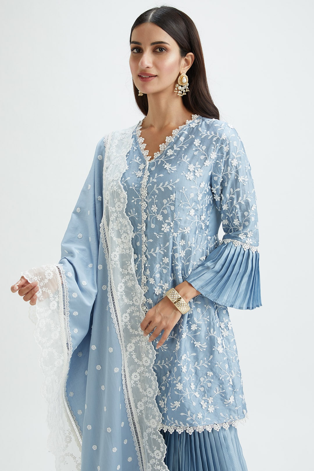 Cairo Cupro Silk Blue Garara Set
