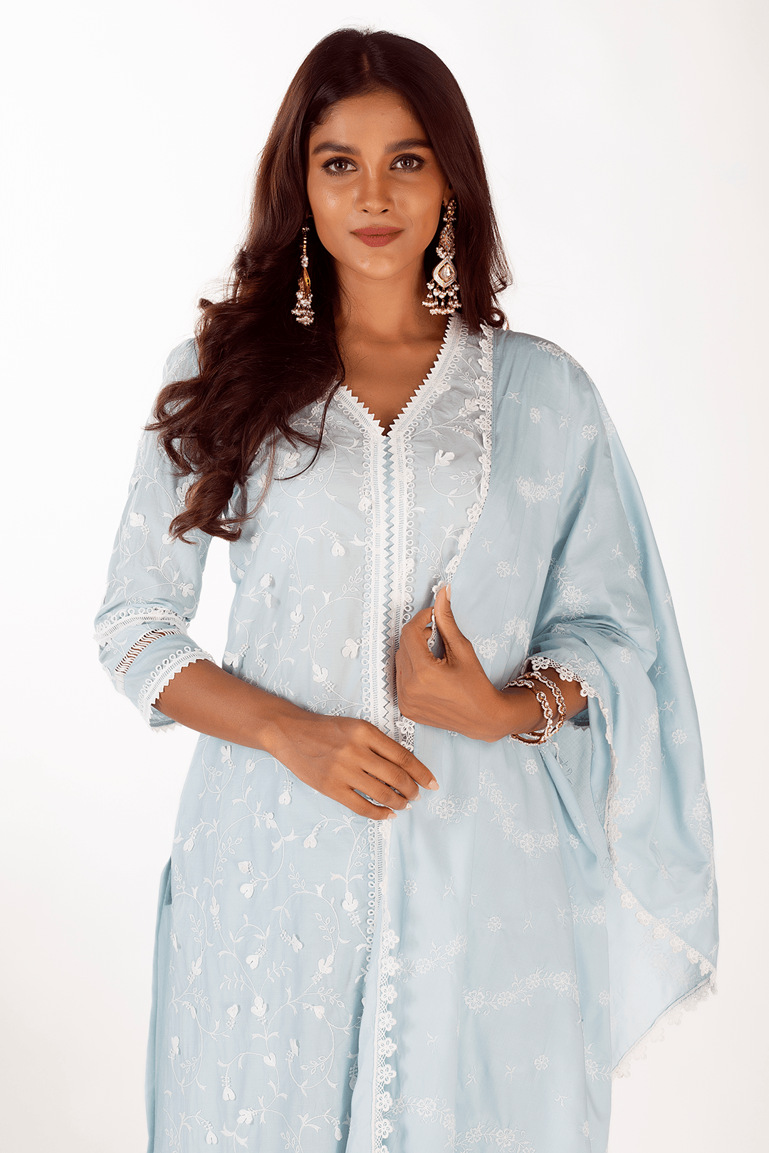 Mulmul Supima Cotton Cali Light Blue Kurta