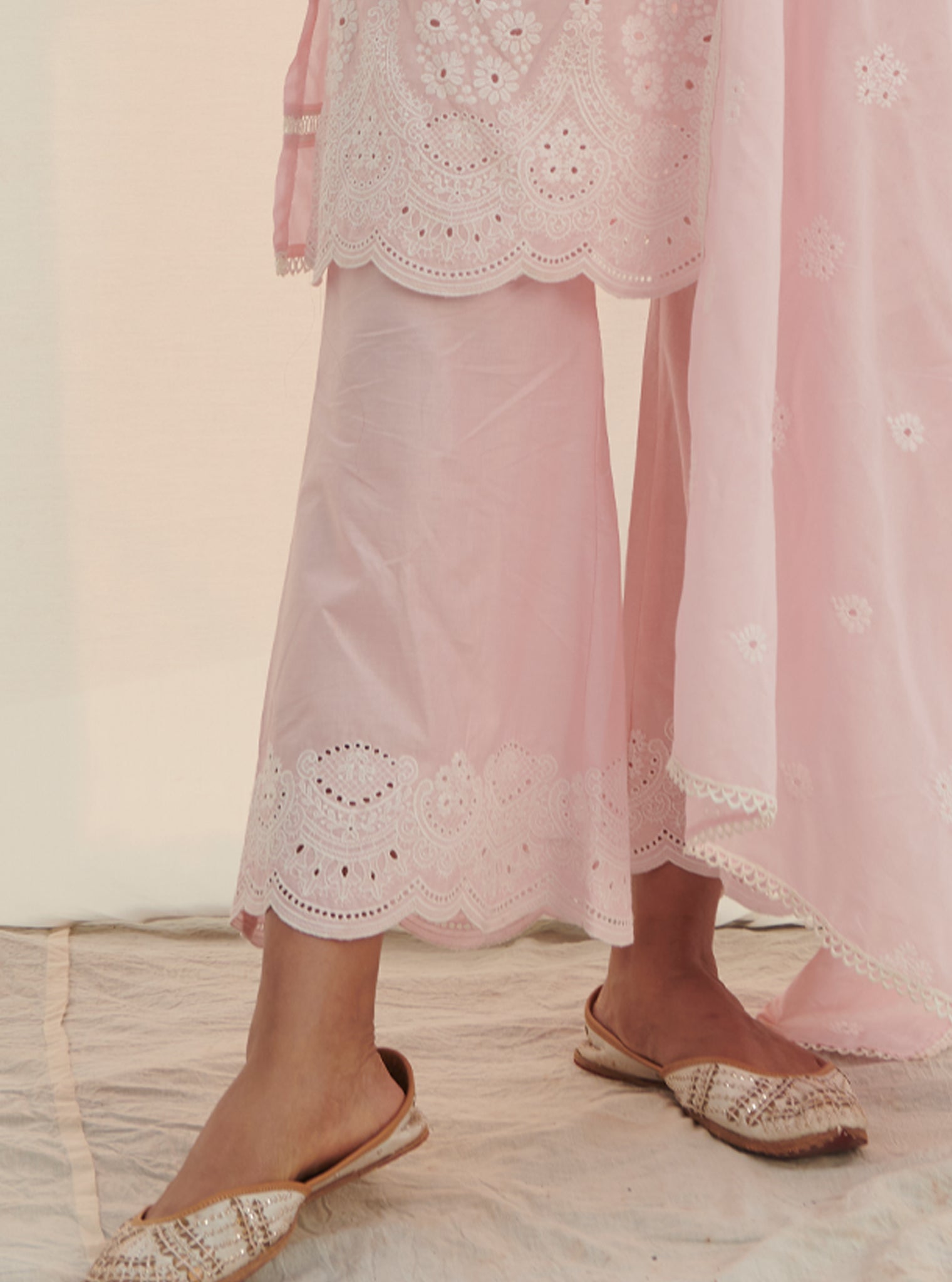 Calvim Supima Cotton Pink Kurta Set