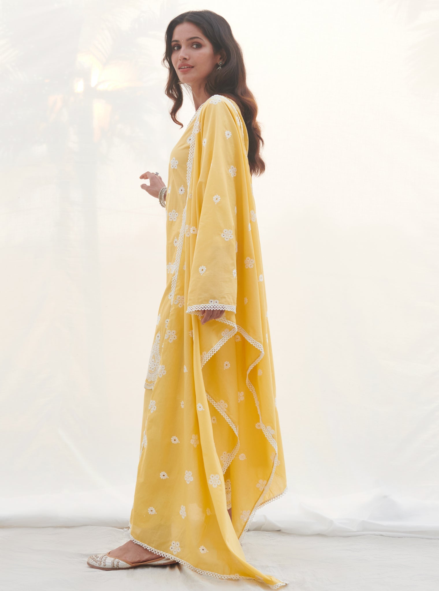 Calvim Supima Cotton Yellow Kurta Set
