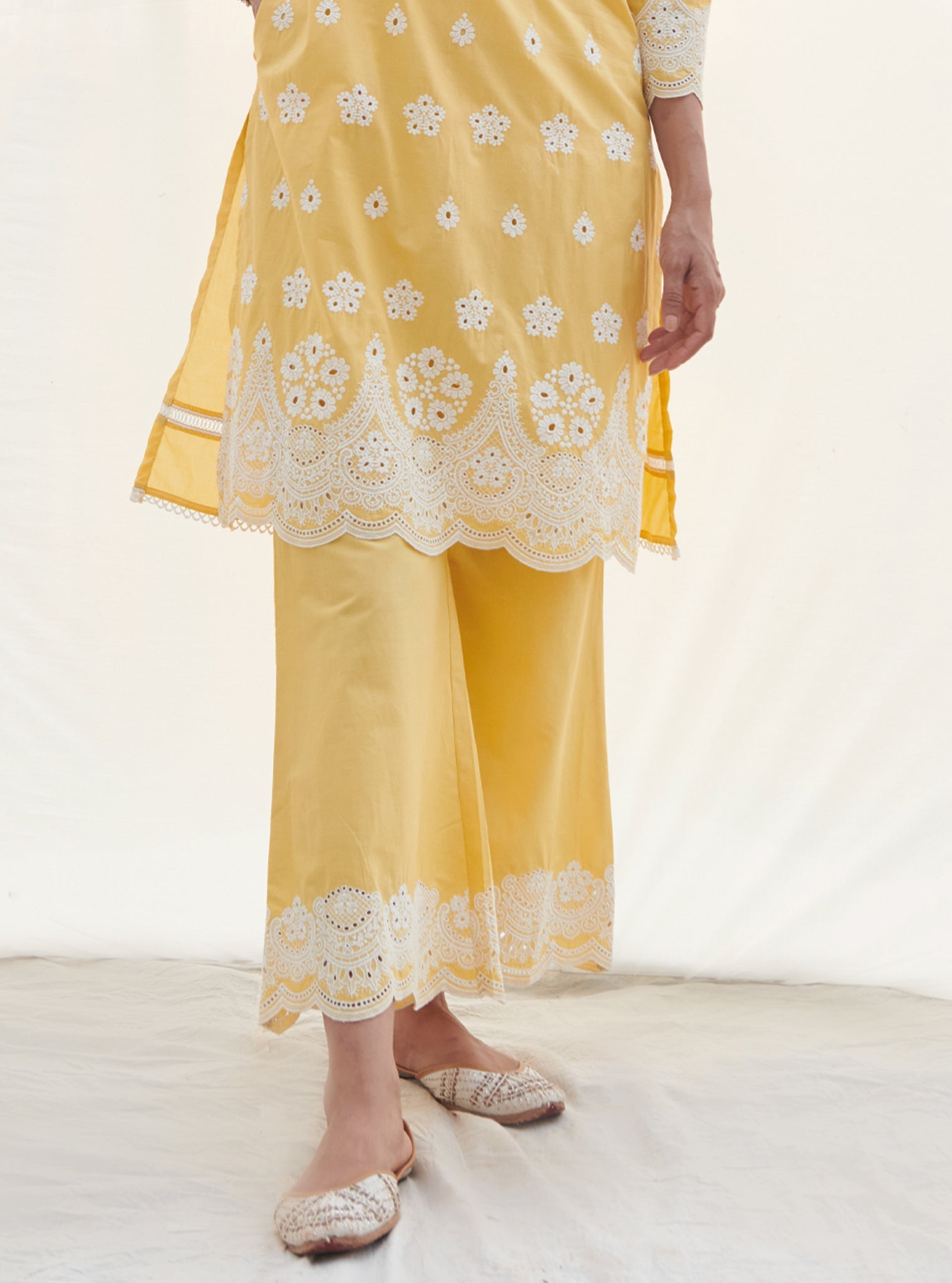 Calvim Supima Cotton Yellow Kurta Set