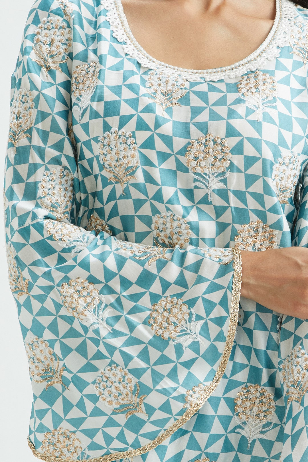 Camden Cupro Silk Teal Garara Set