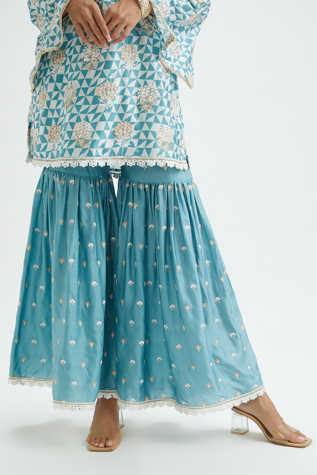 Camden Cupro Silk Teal Garara Set