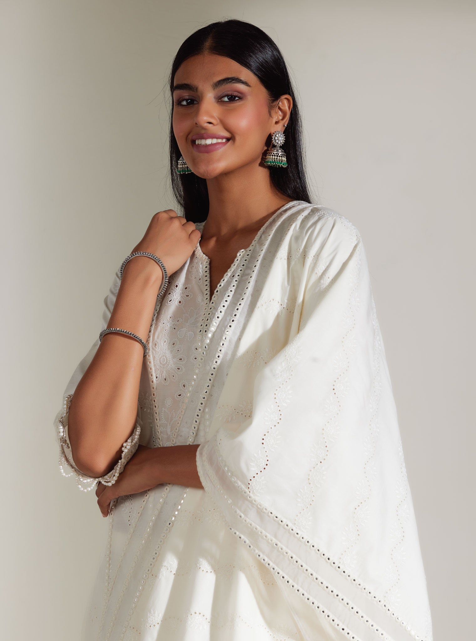 Cara Supima Cotton White Kurta Set