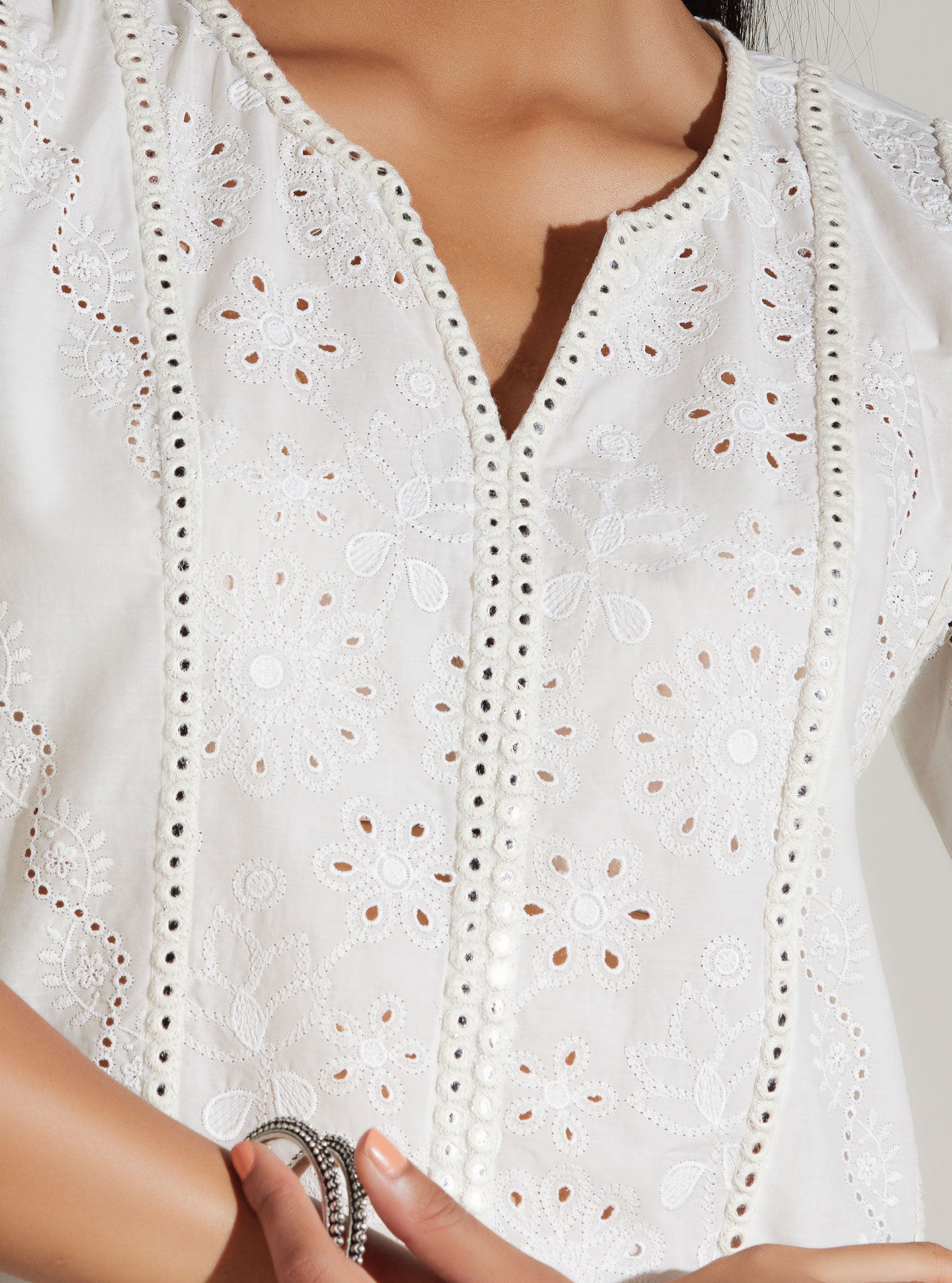 Cara Supima Cotton White Kurta Set