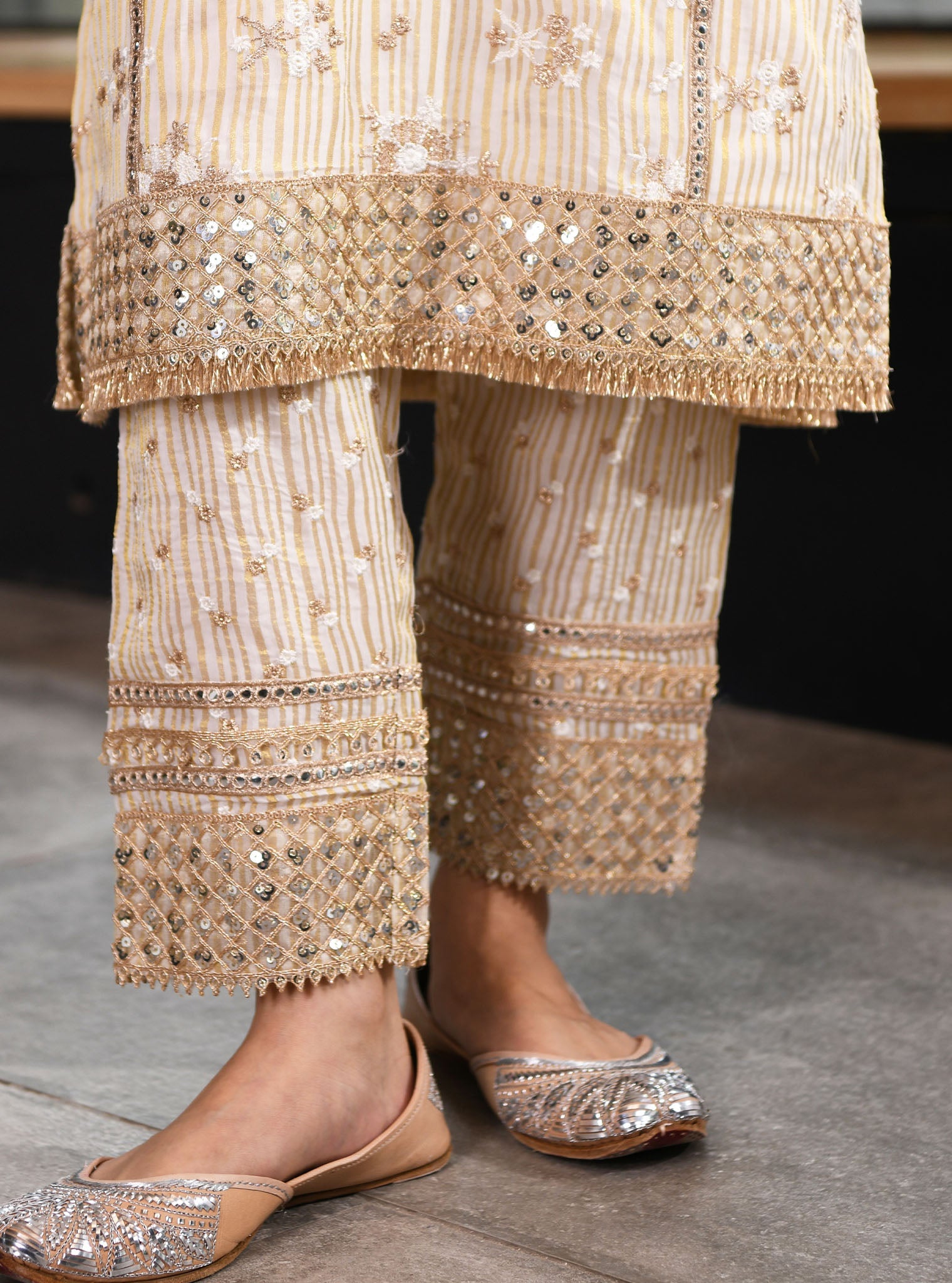 Carey Banarsi Off White Kurta Set