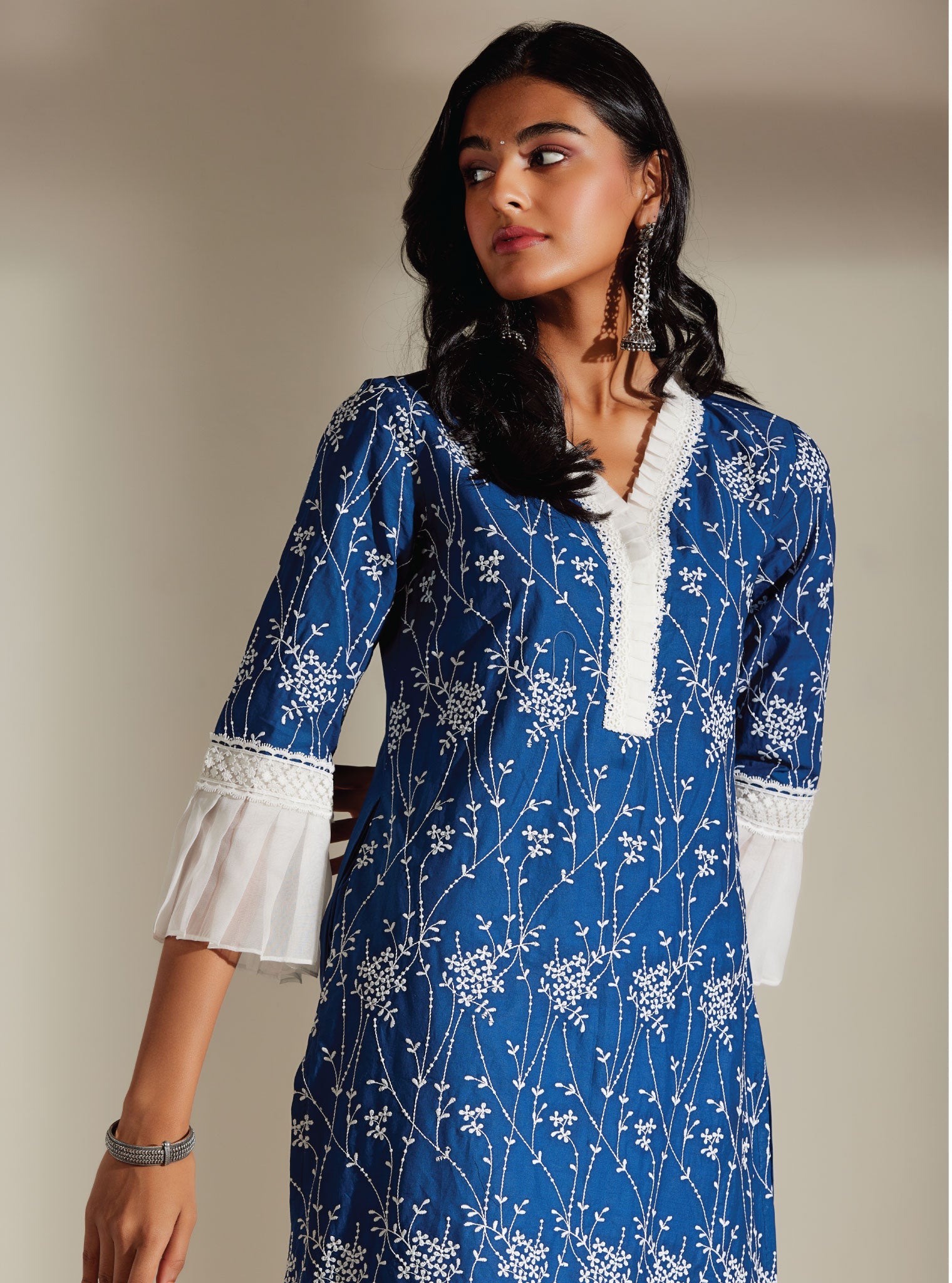 Carmen Supima Cotton Navy Kurta Set