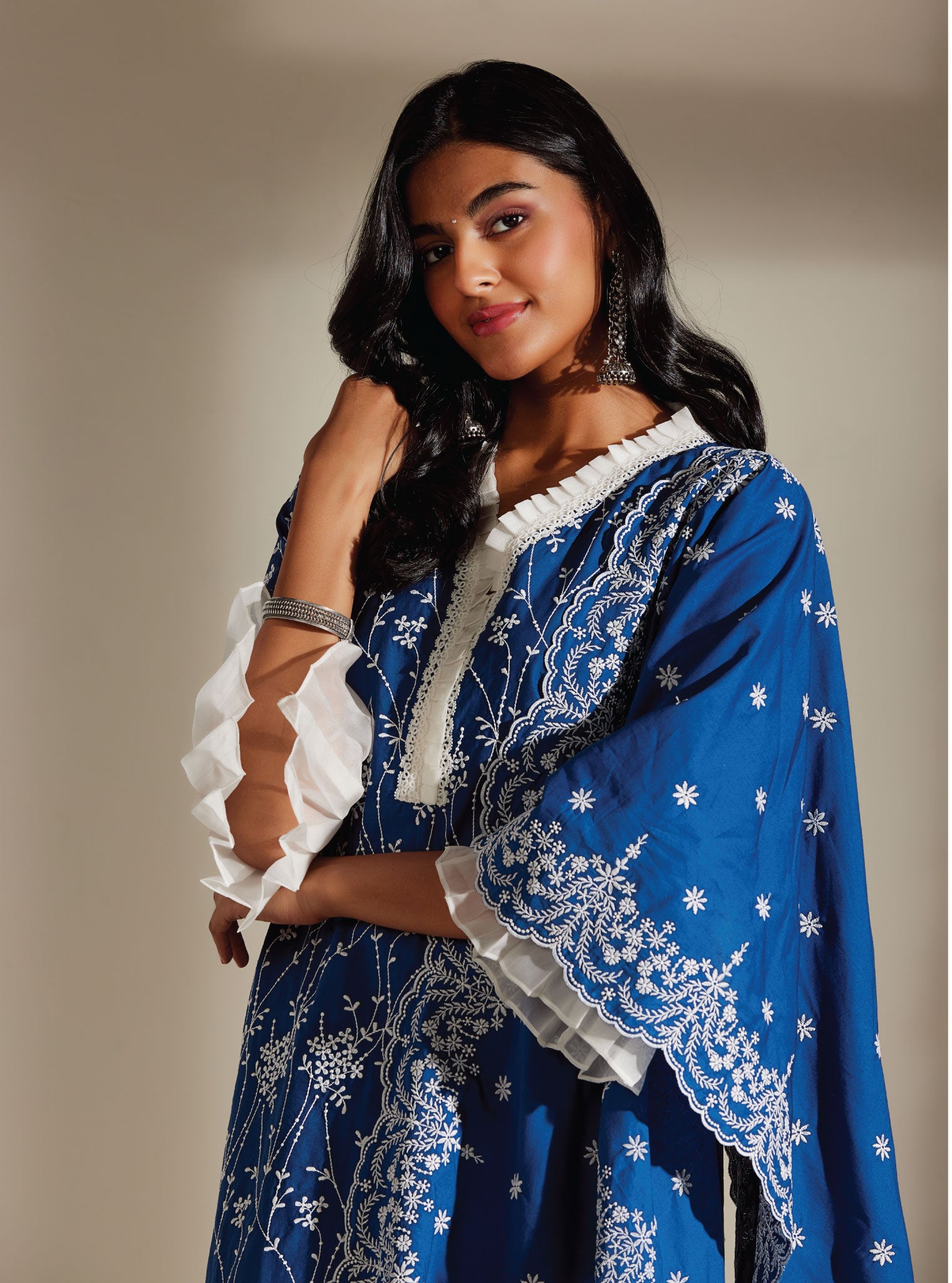 Carmen Supima Cotton Navy Kurta Set