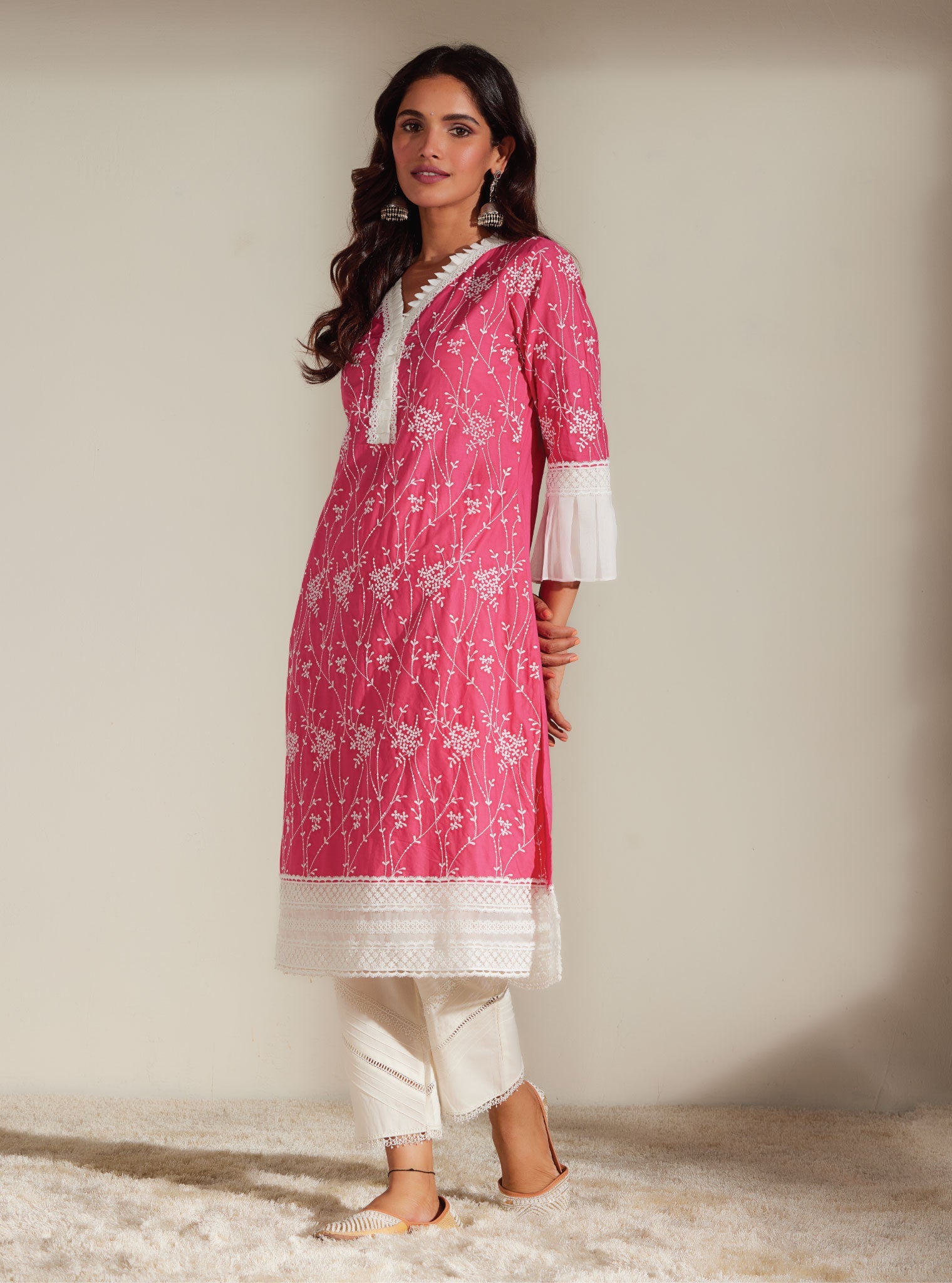 Carmen Supima Cotton Pink Kurta Set