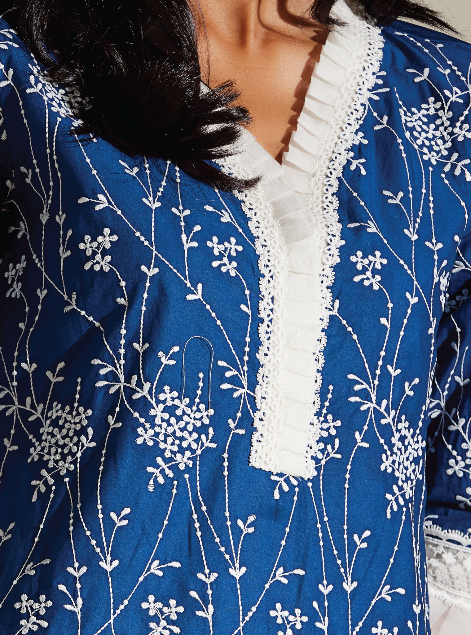 Carmen Supima Cotton Navy Kurta Set