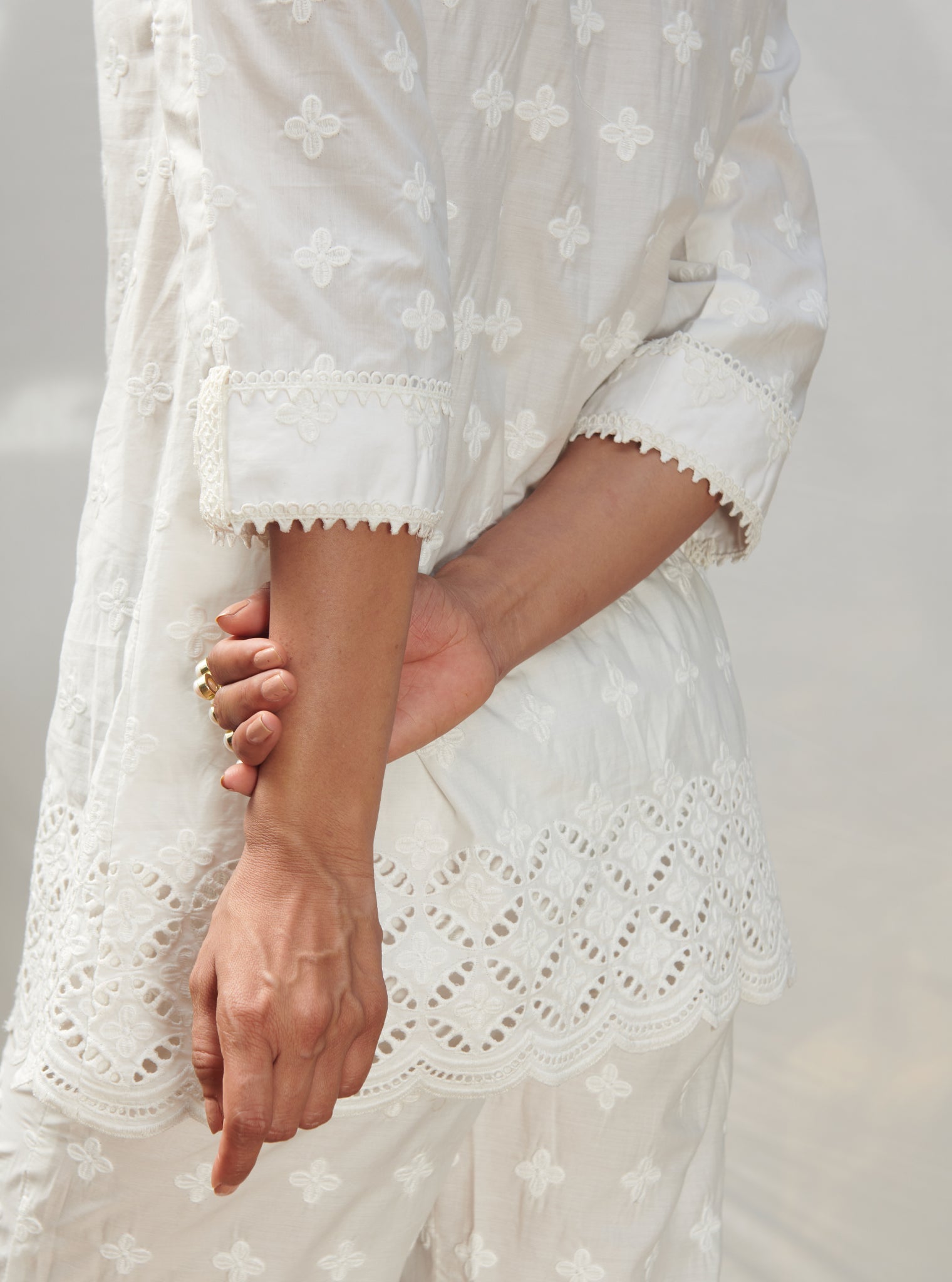 Caspia Supima Cotton White Co-ord Set