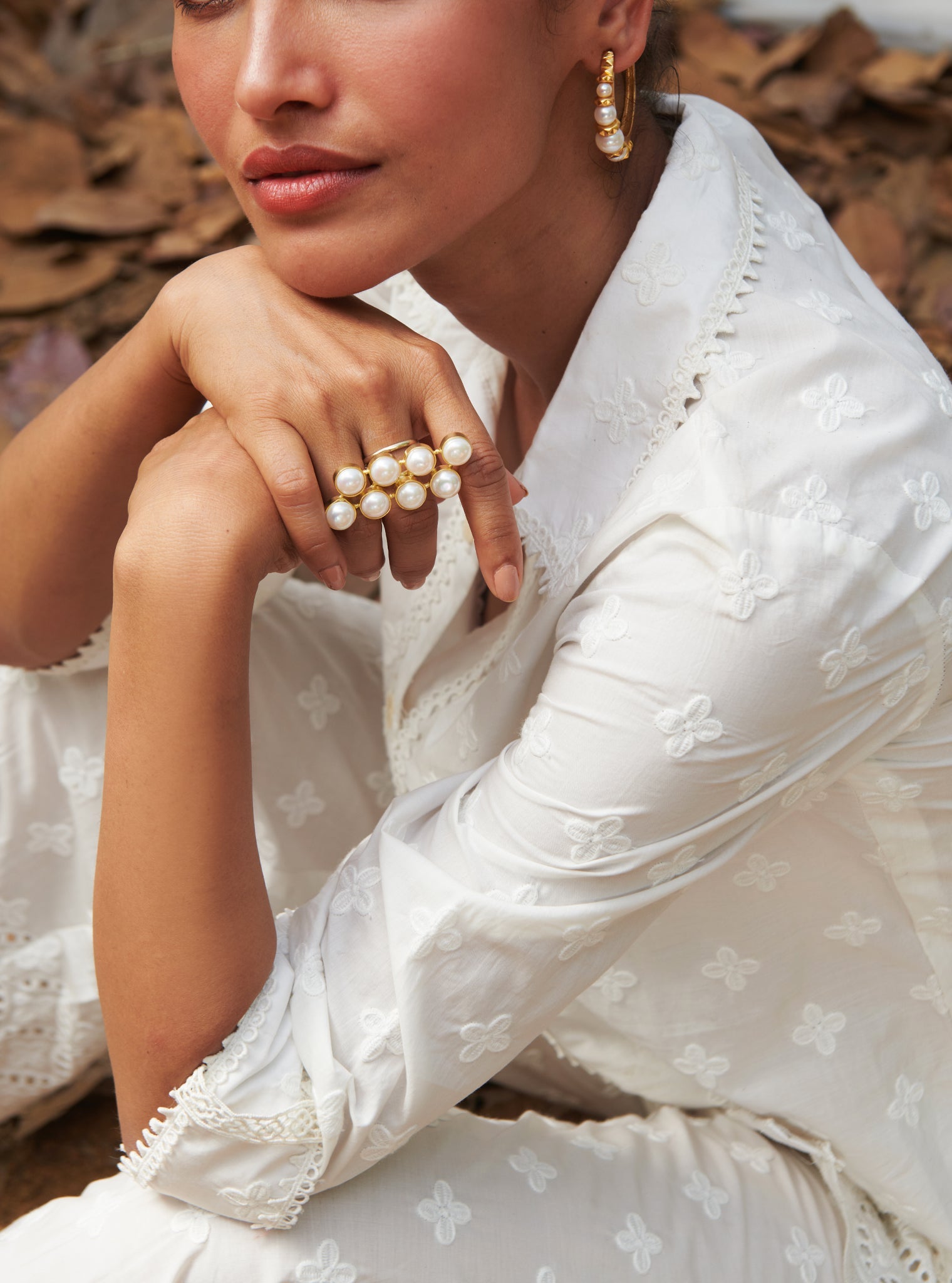 Caspia Supima Cotton White Co-ord Set