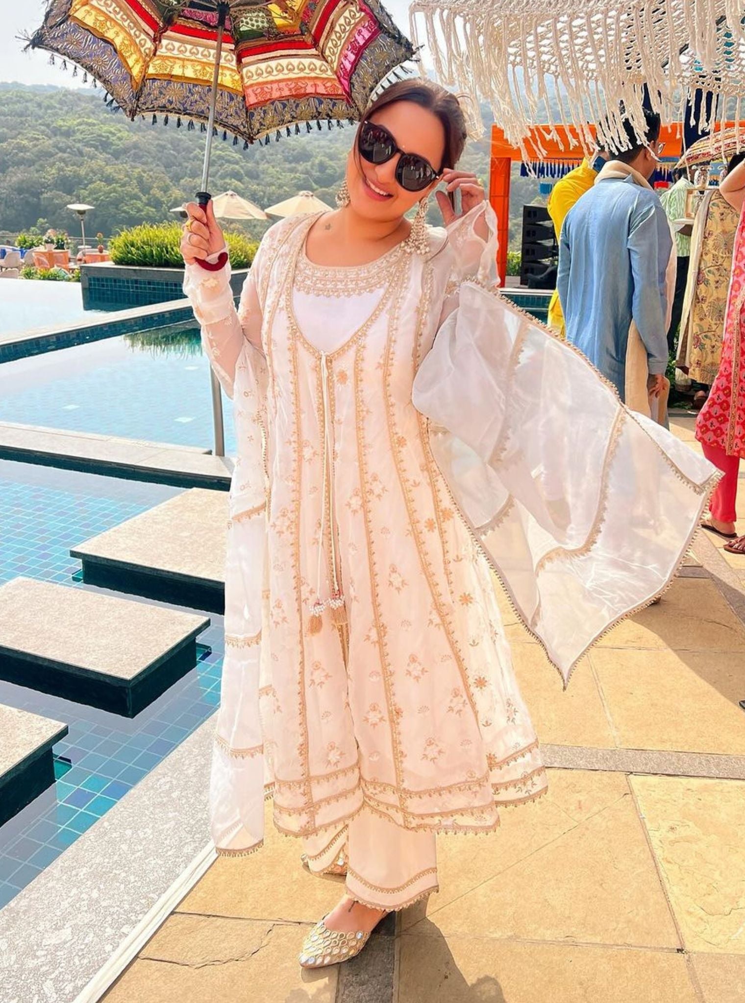 Agira Organza Off White Anarkali Kurta Set