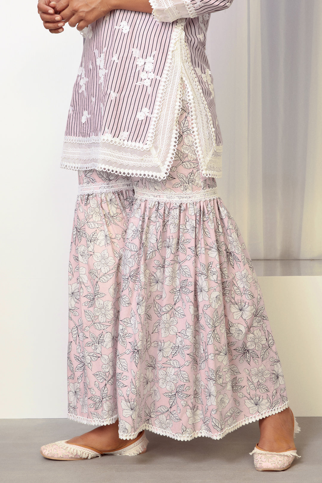 Chelsea Supima Cotton Pink Kurta with Garara Set