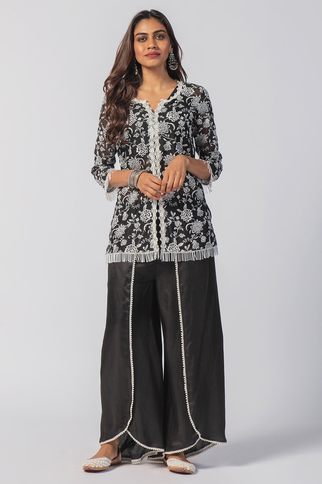 Mulmul Organza Claire Black Kurta