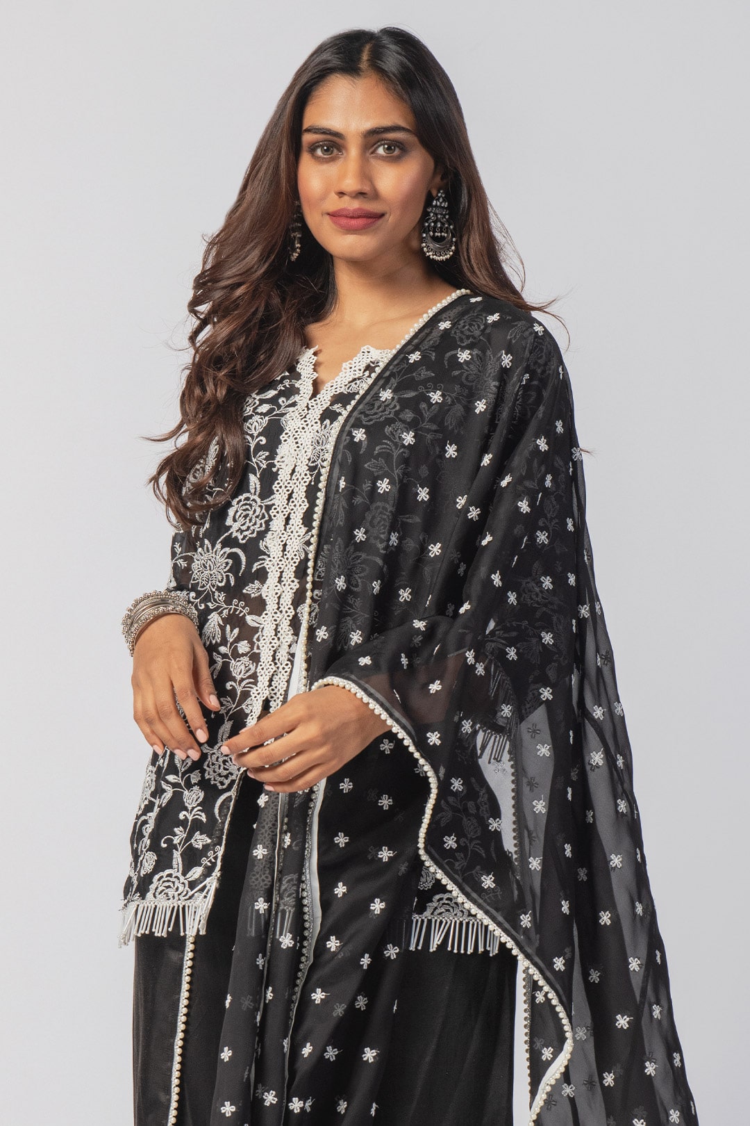 Claire Tencel Luxe Organza Black Kurta Set