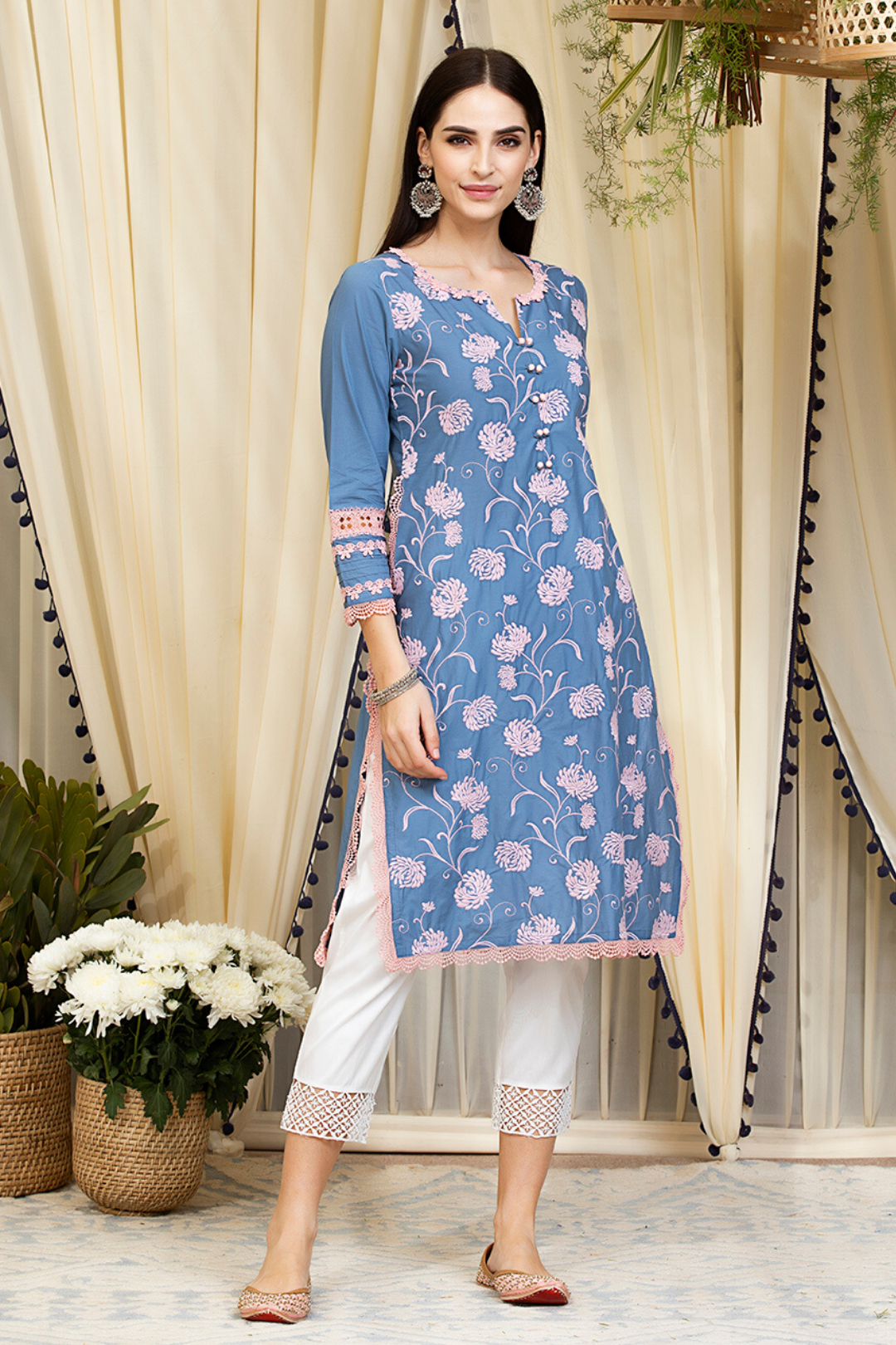Claudia Supima Cotton Denim Kurta Set