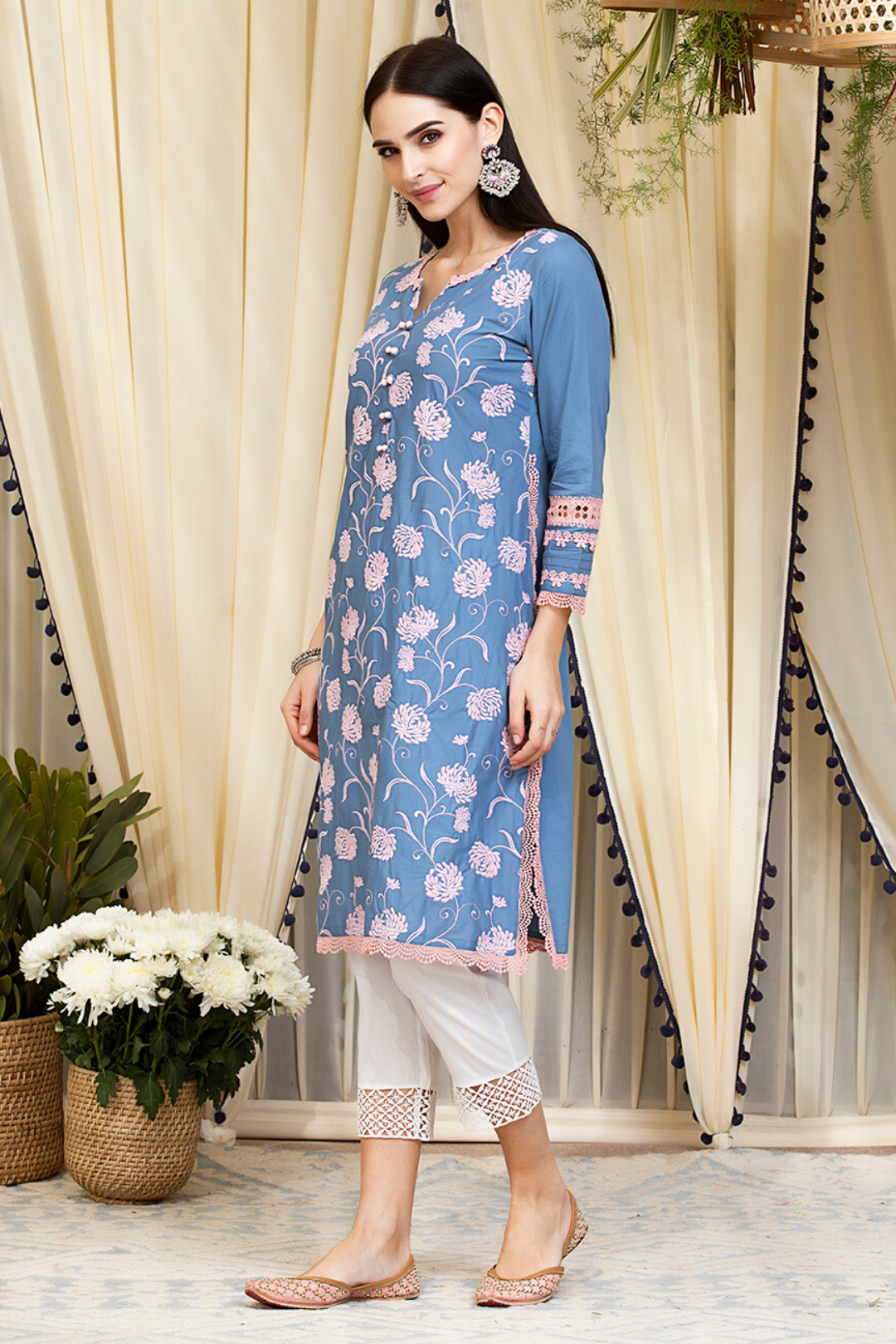 Claudia Supima Cotton Denim Kurta Set