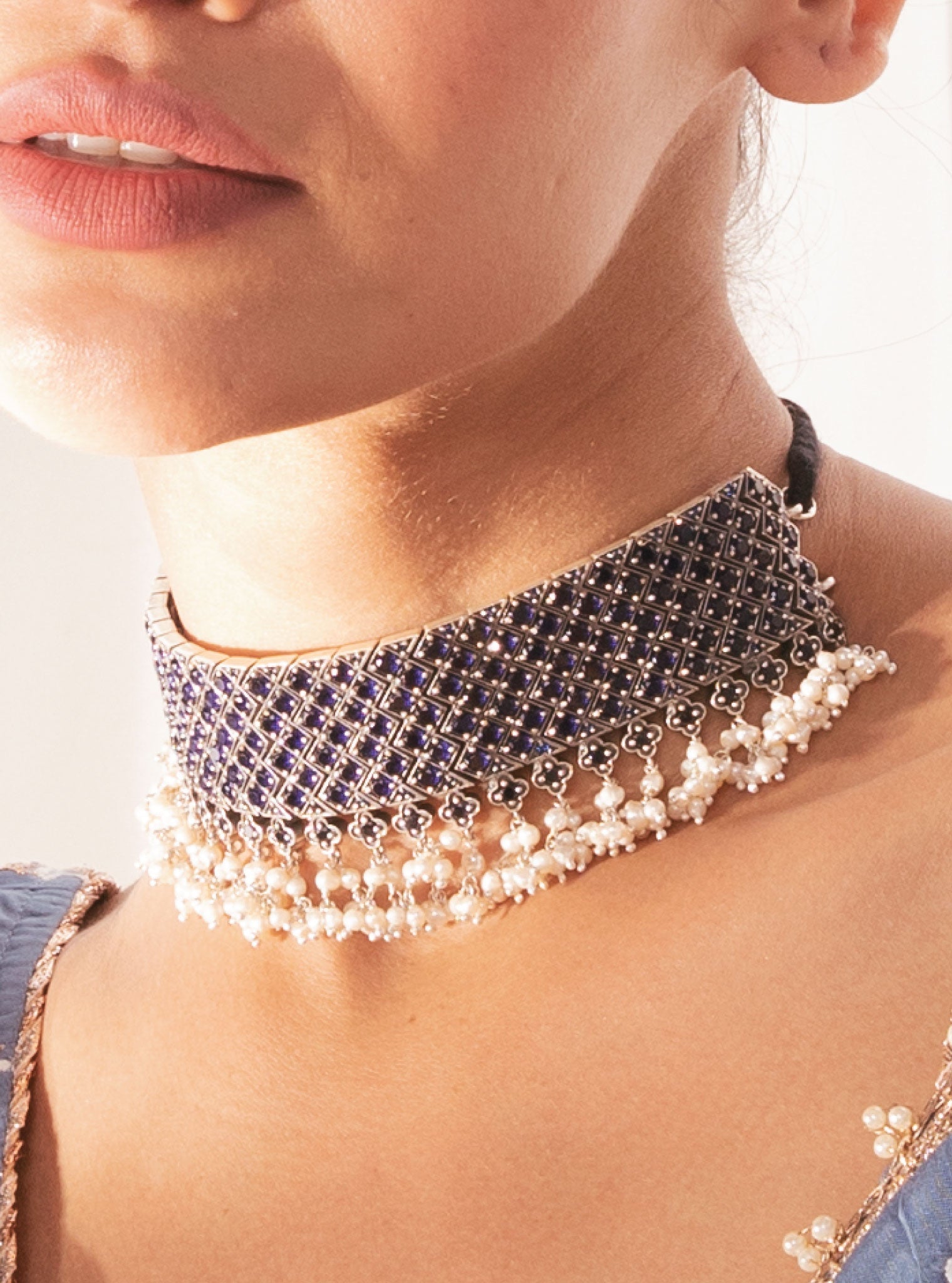 Pure Silver Cobalt Blue Choker
