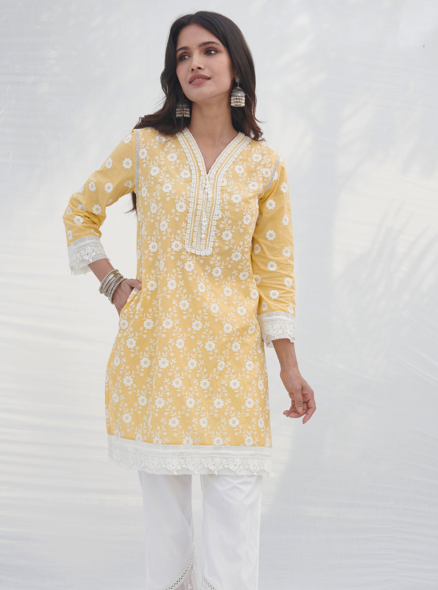 Codli Supima Cotton Yellow Kurta Set