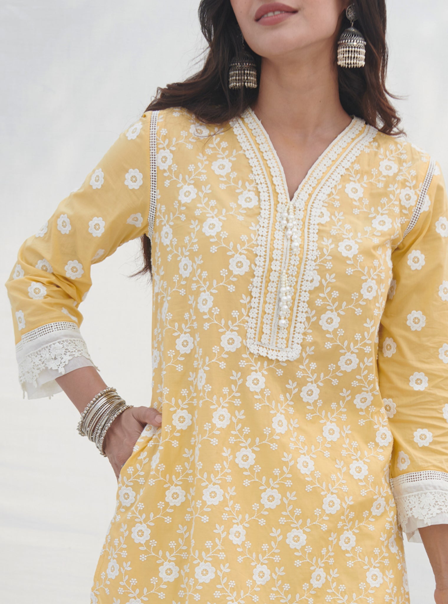 Codli Supima Cotton Yellow Kurta Set