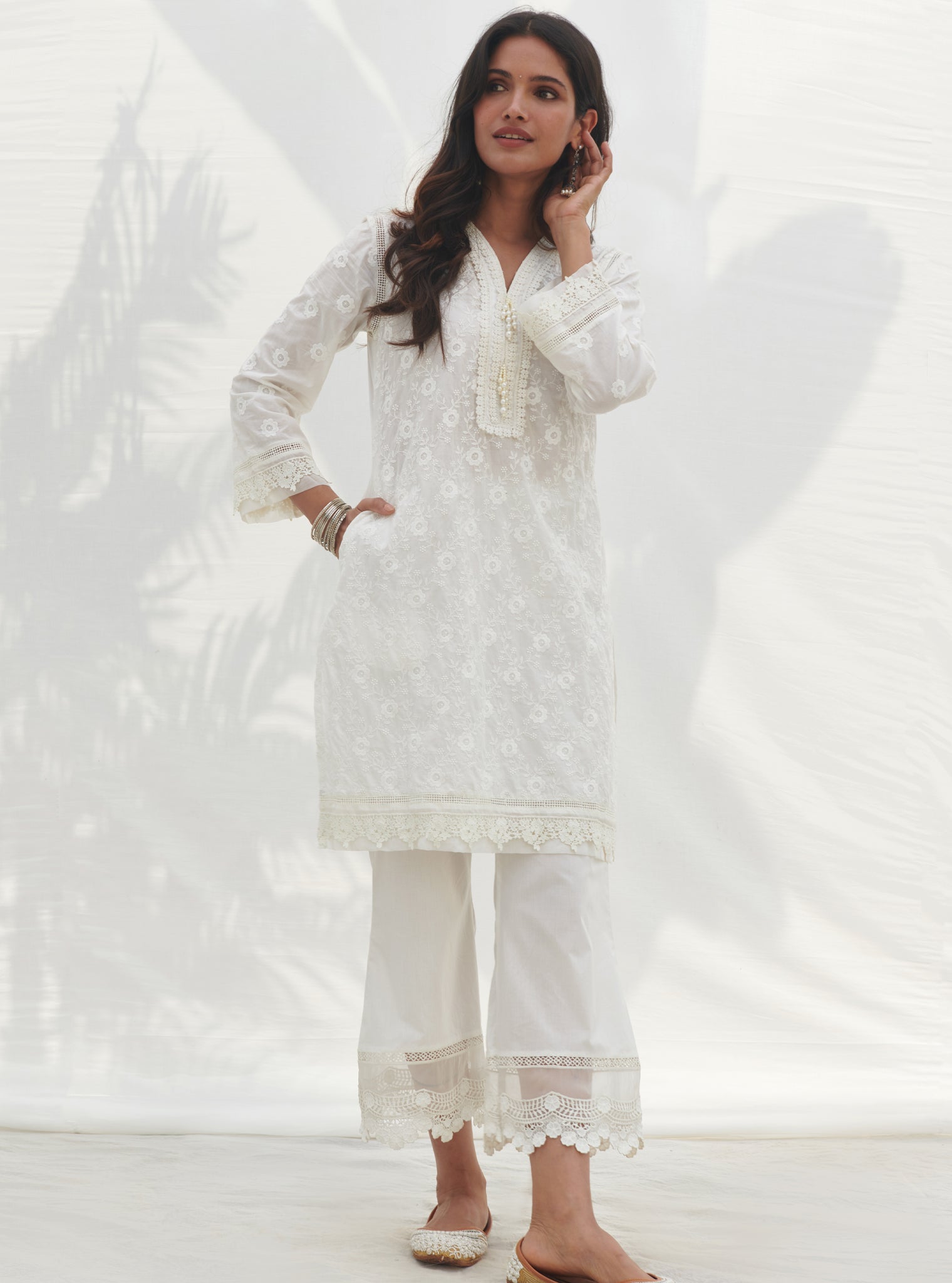 Codli Supima Cotton White Kurta Set