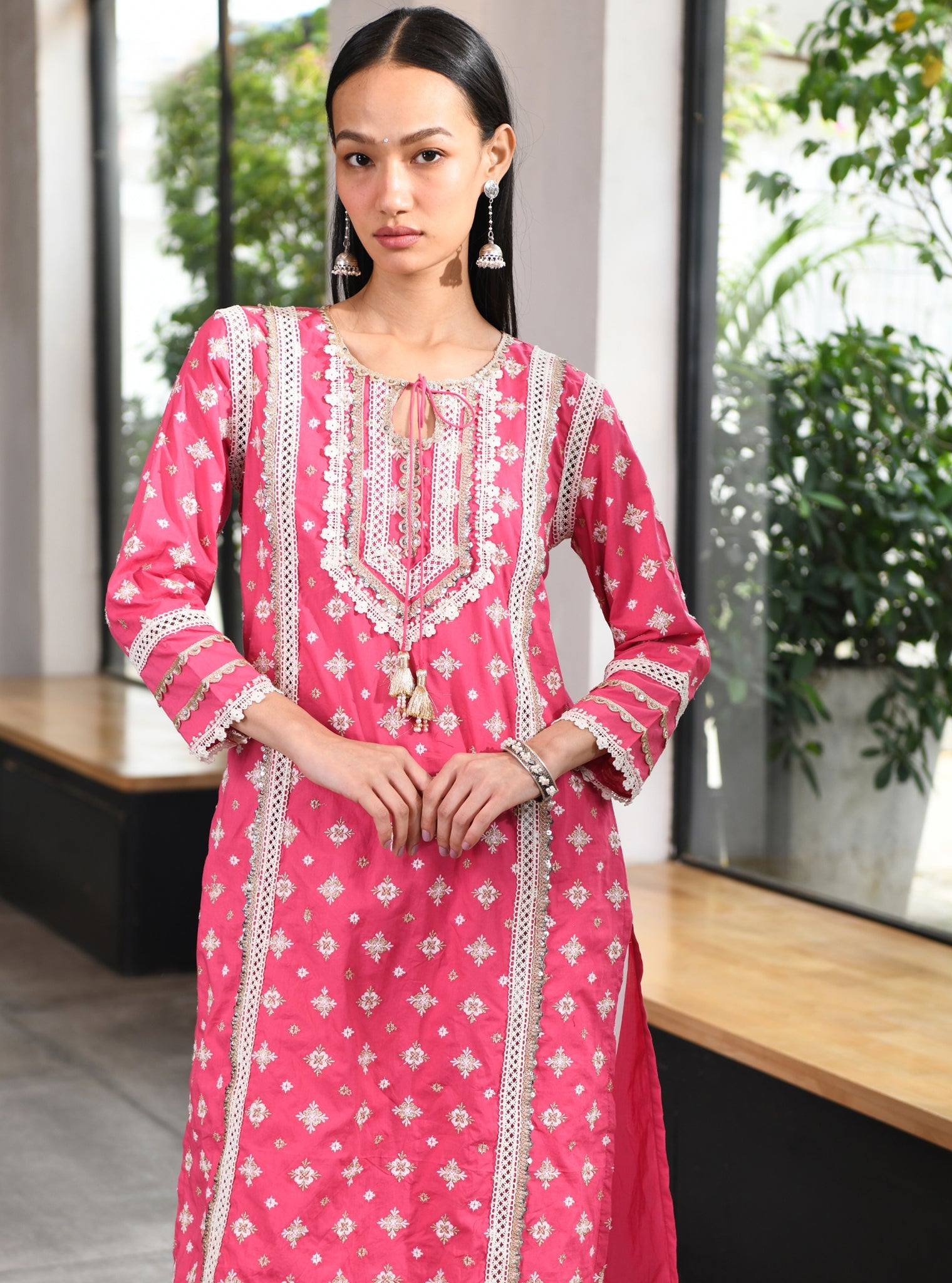 Corey Supima Cotton Fuchsia Kurta Set