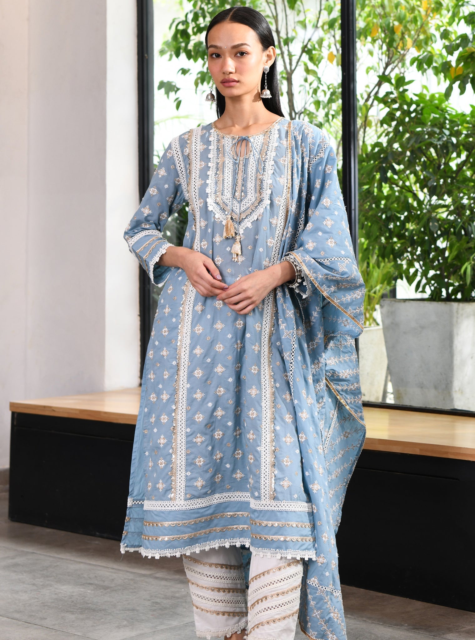 Corey Supima Cotton Teal Kurta Set