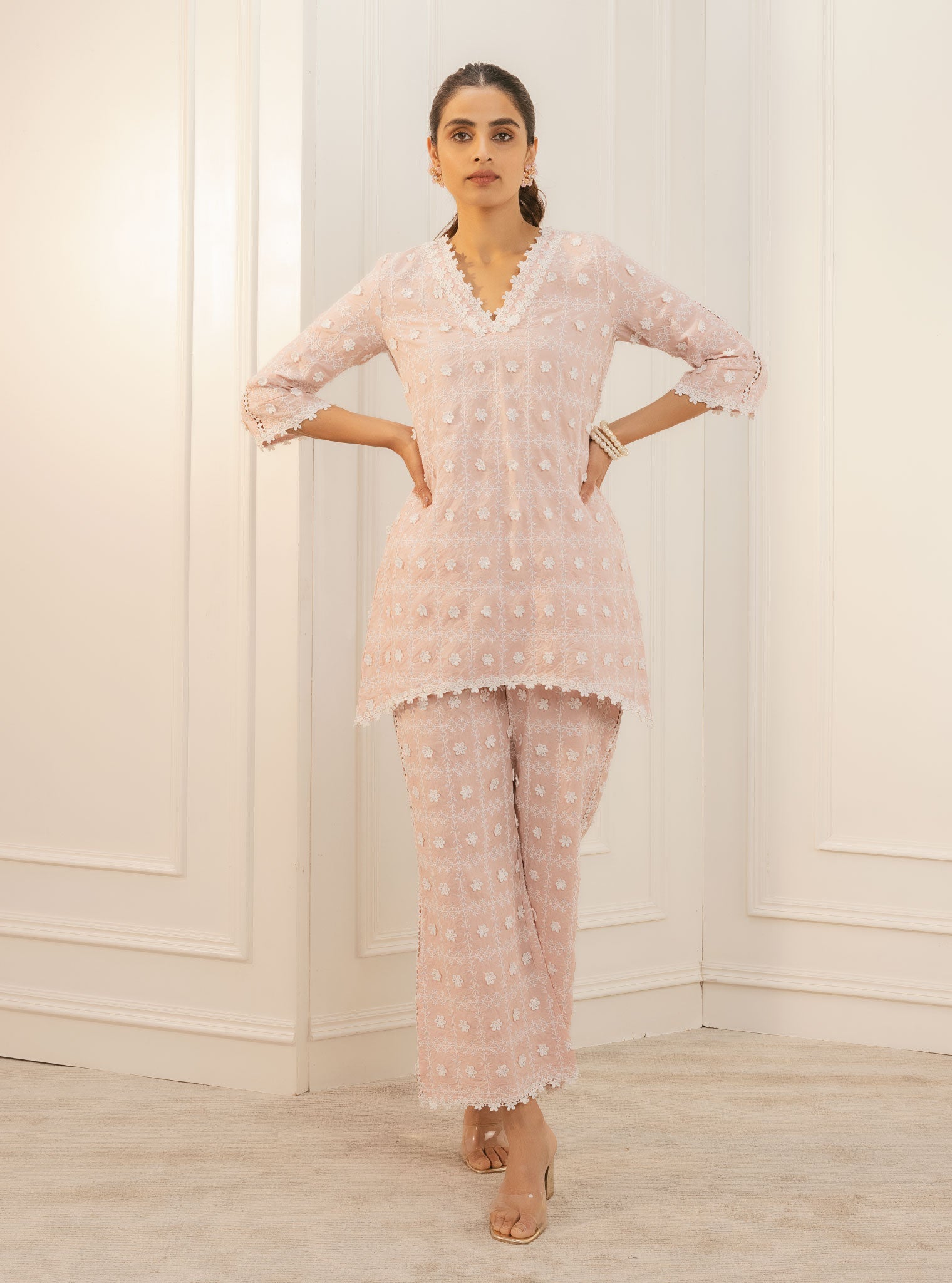 Cove Supima Cotton Pink Top with Pant Set
