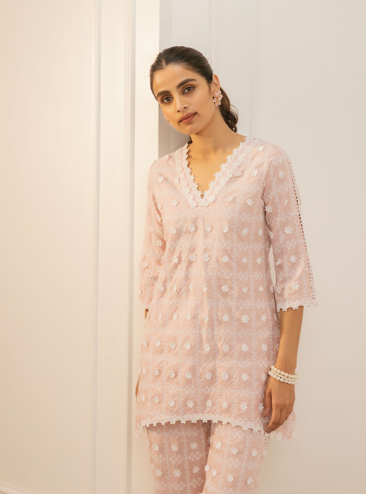 Cove Supima Cotton Pink Top with Pant Set