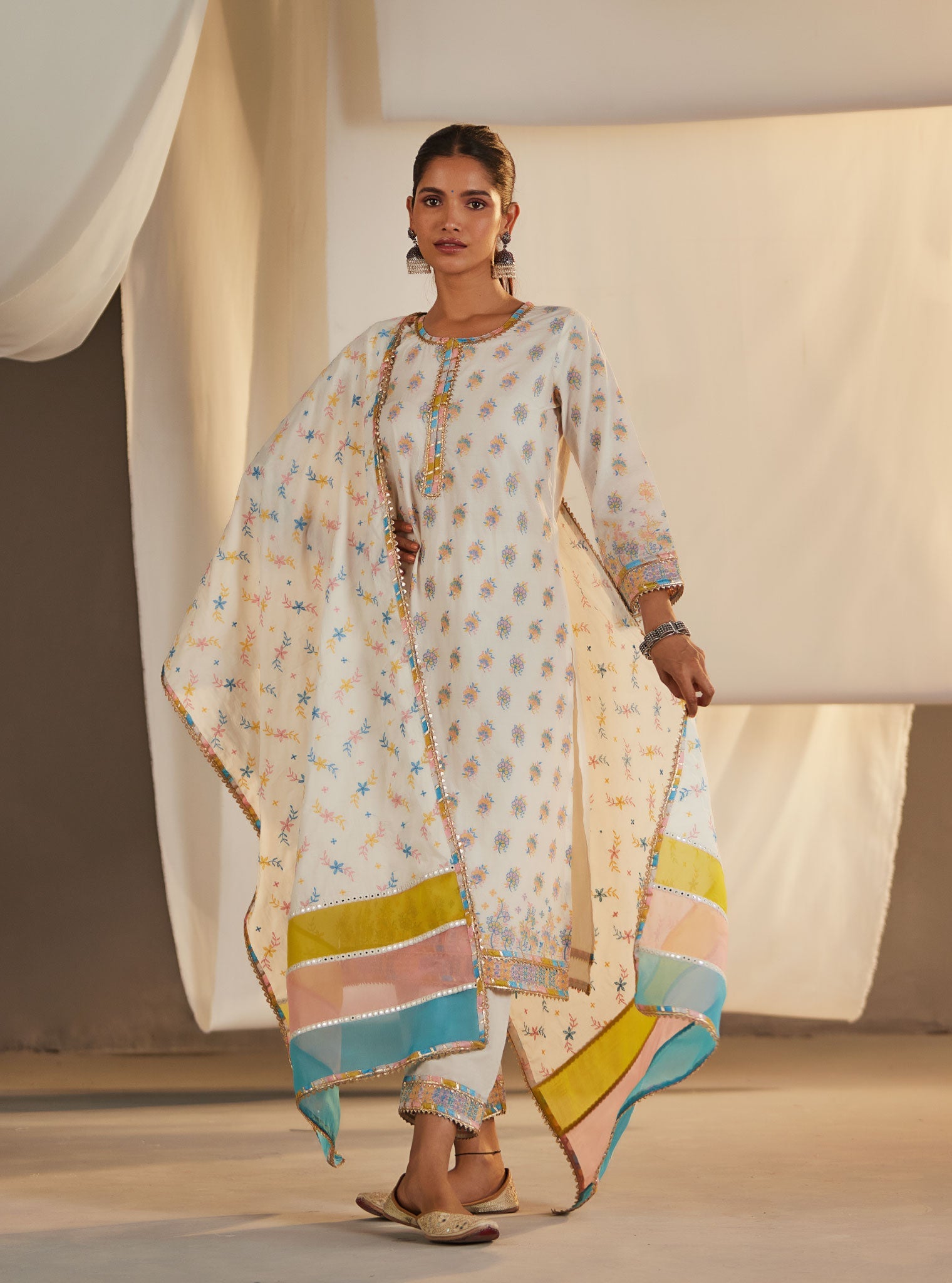 Denise Supima Cotton Off White Kurta Set