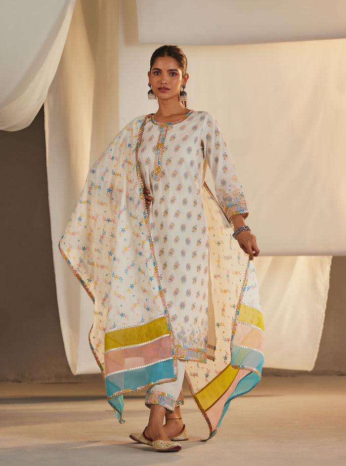 Mulmul Supima Cotton Denise Off White Kurta