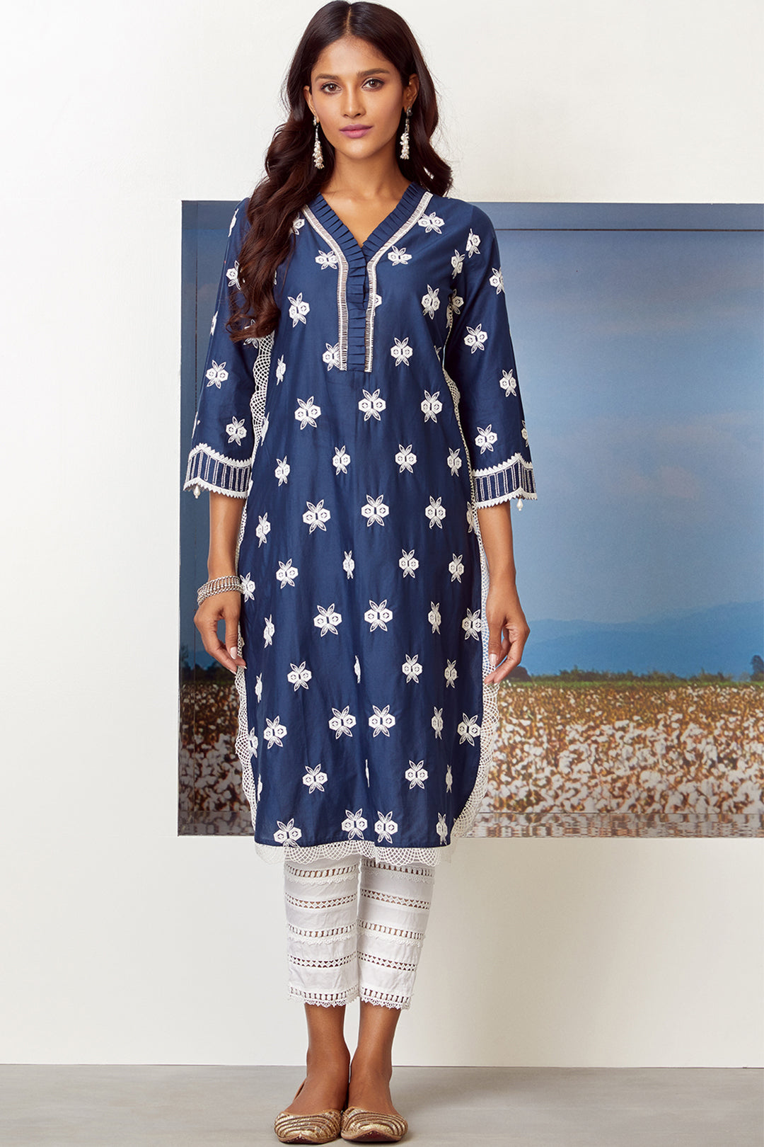 Dawn Supima Cotton Navy Kurta Set